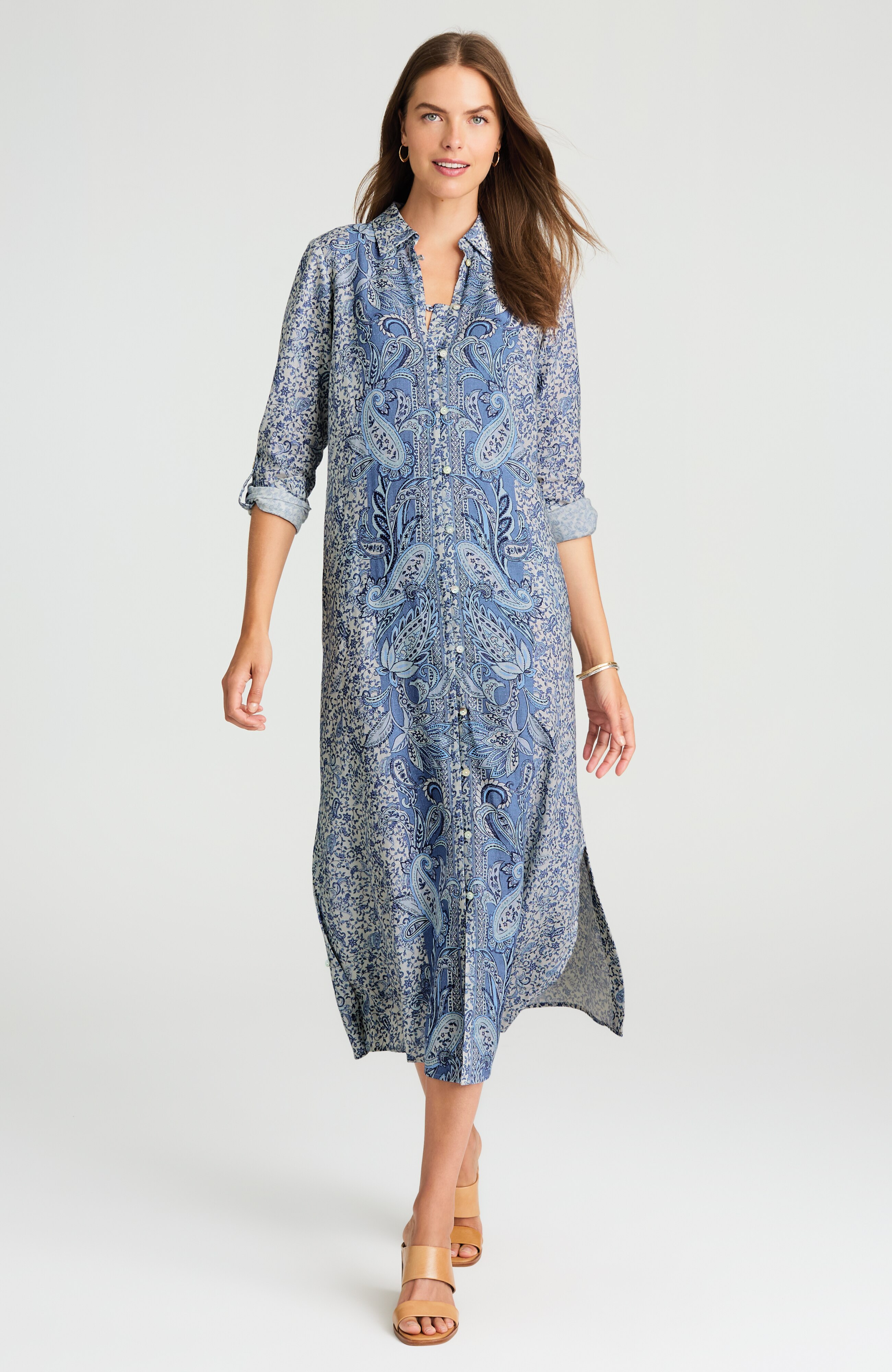 placed-paisley shirtdress