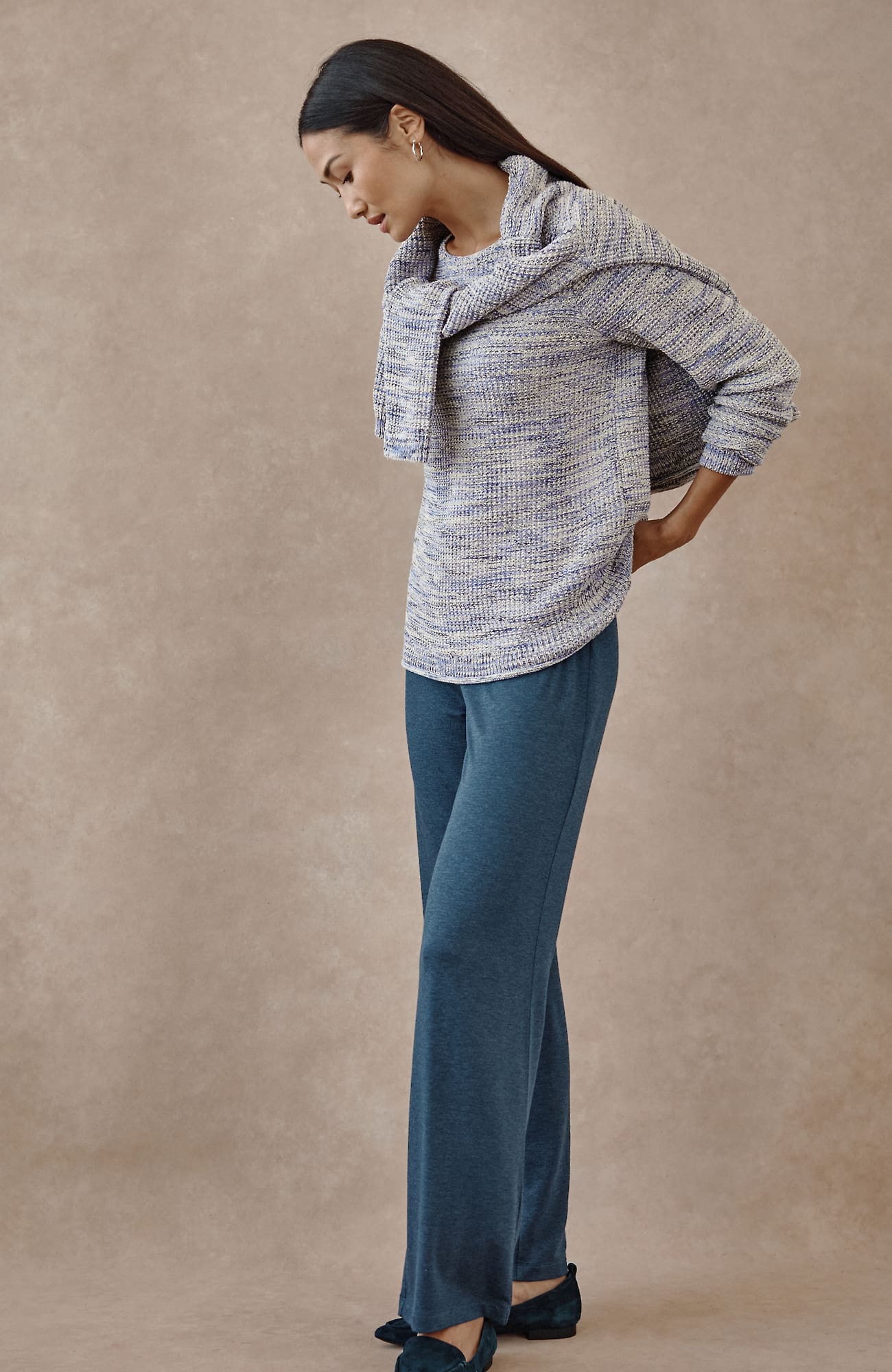 Women's Petite Pure Jill Marled Pullover Sweater (Rain Multi) (Size: XSP) J. Jill