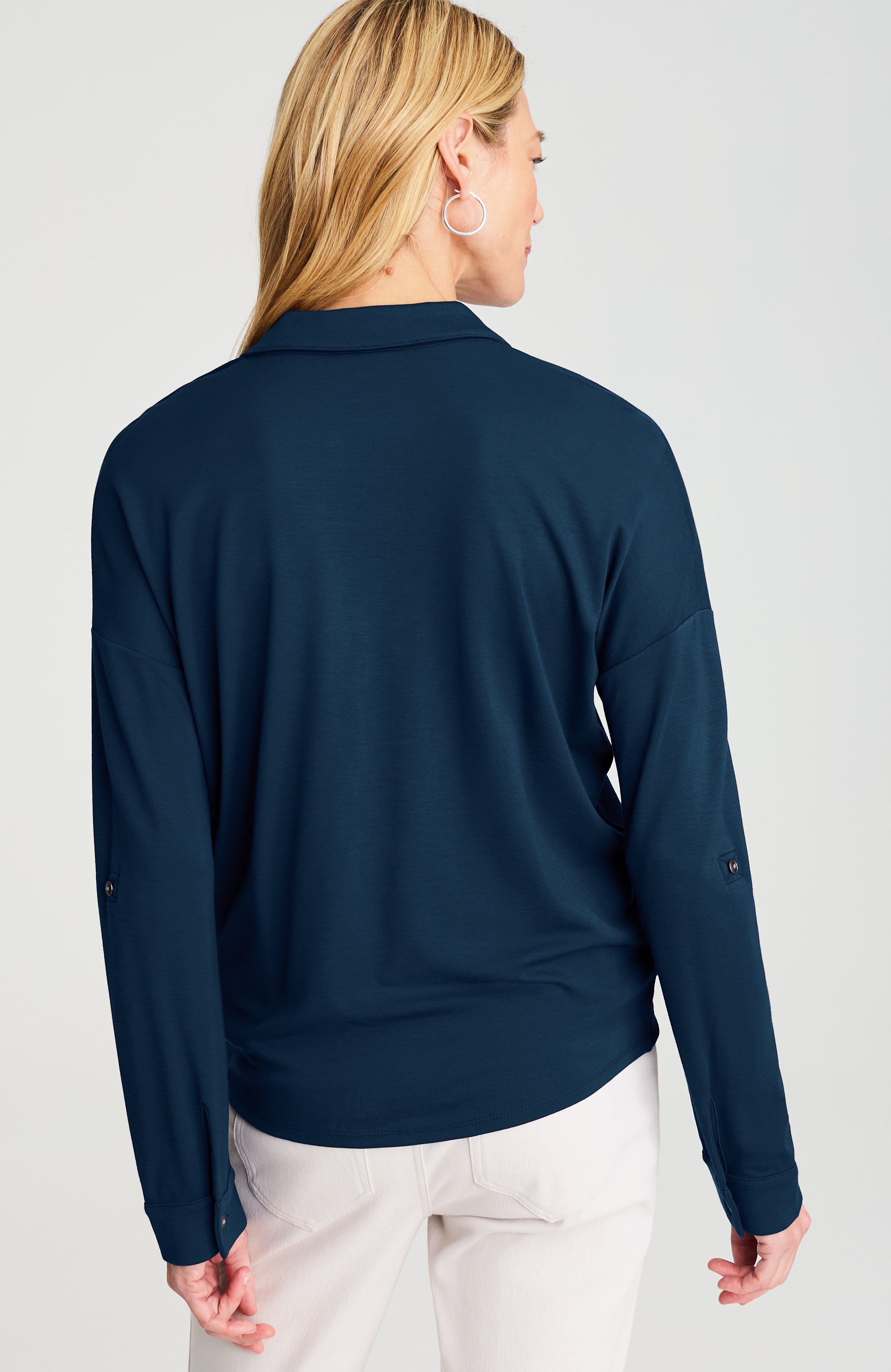 twist-front button-down shirt