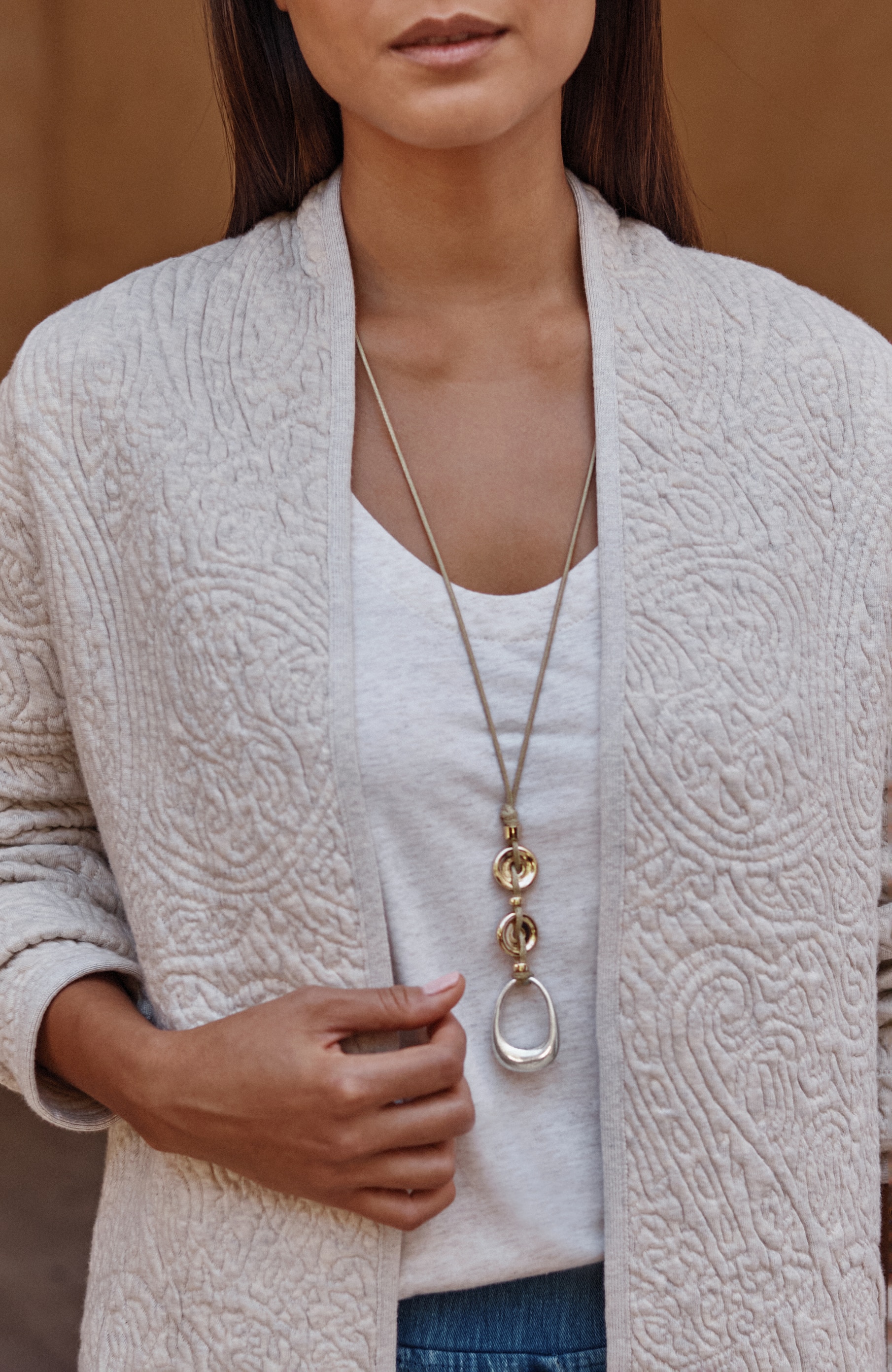 mixed-metal pendant necklace