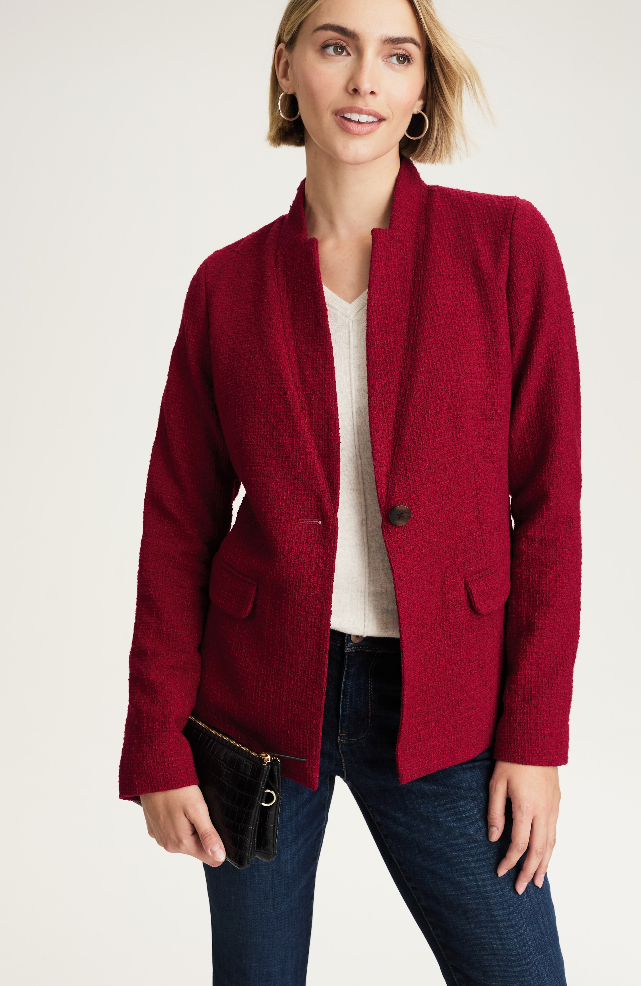 textured-tweed blazer