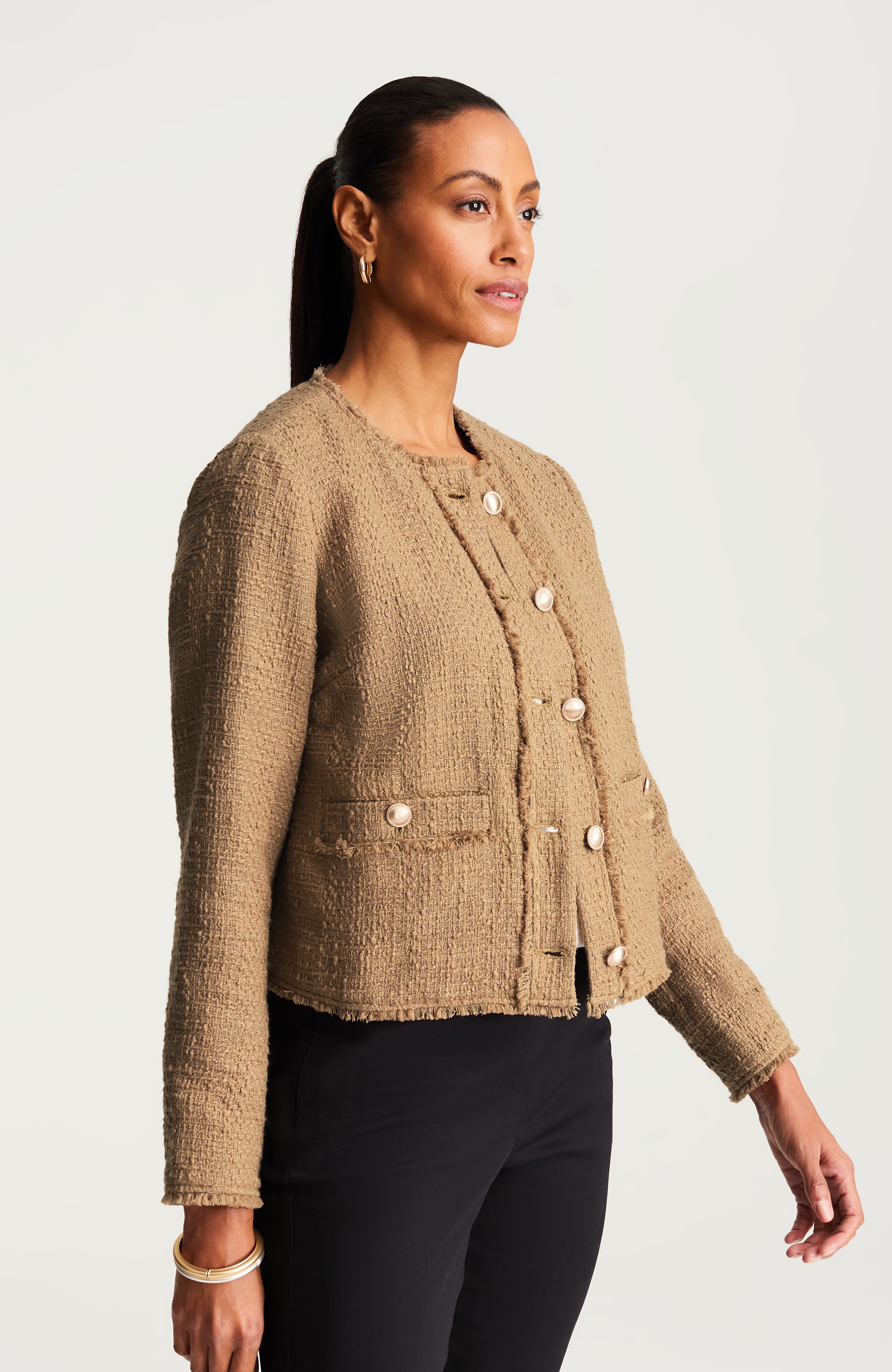 Tweed Button-Front Jacket | JJill