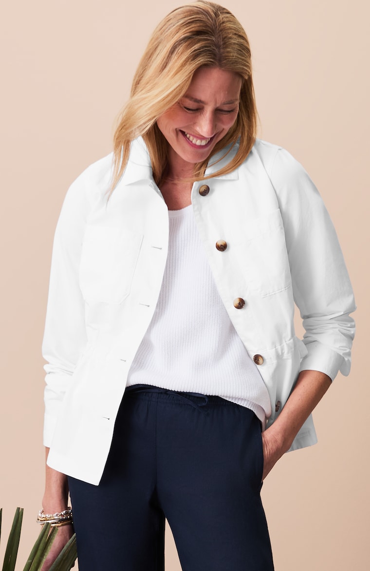 Primary view of the side-tie button-front jacket