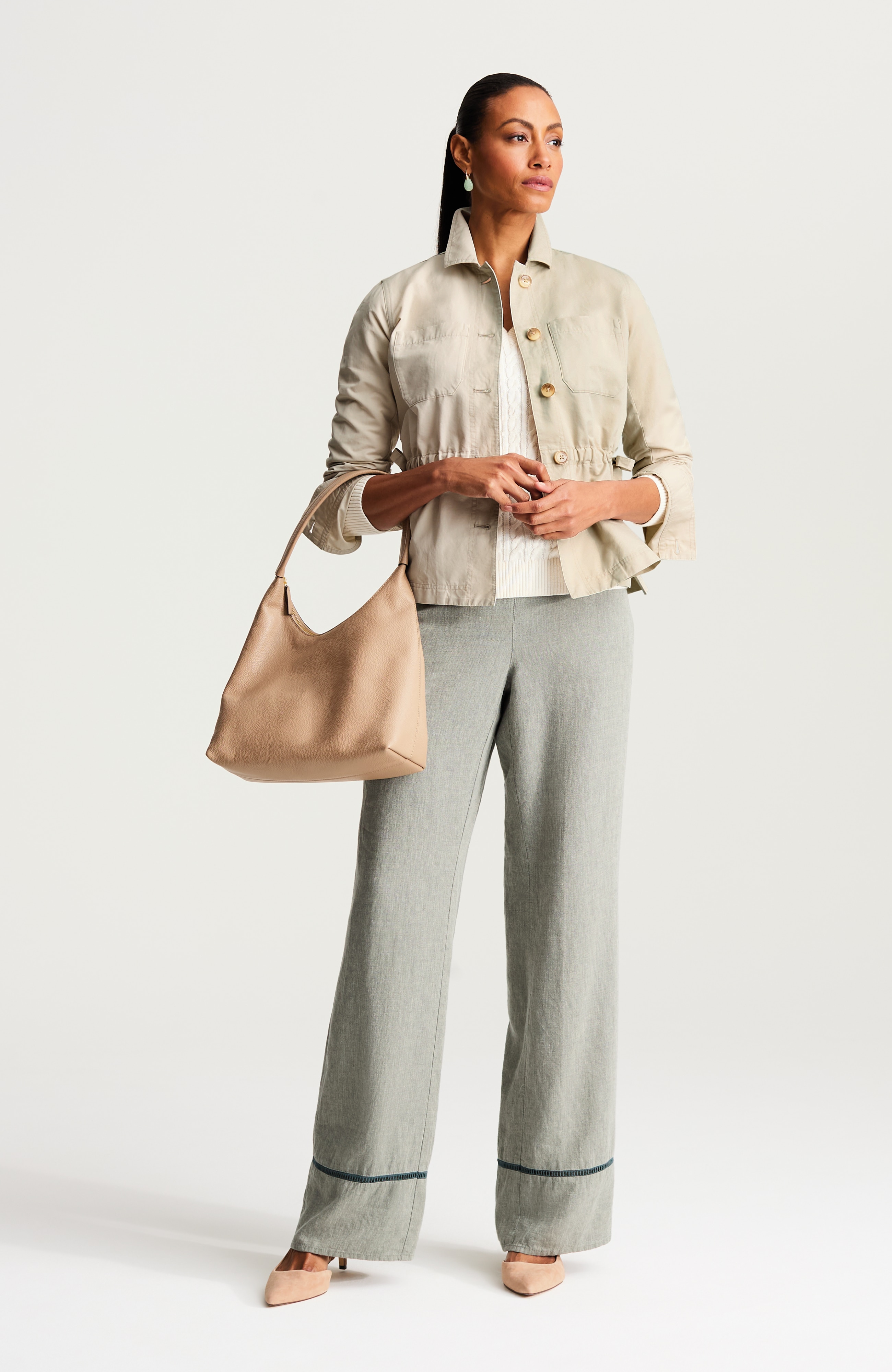 side-tie button-front jacket