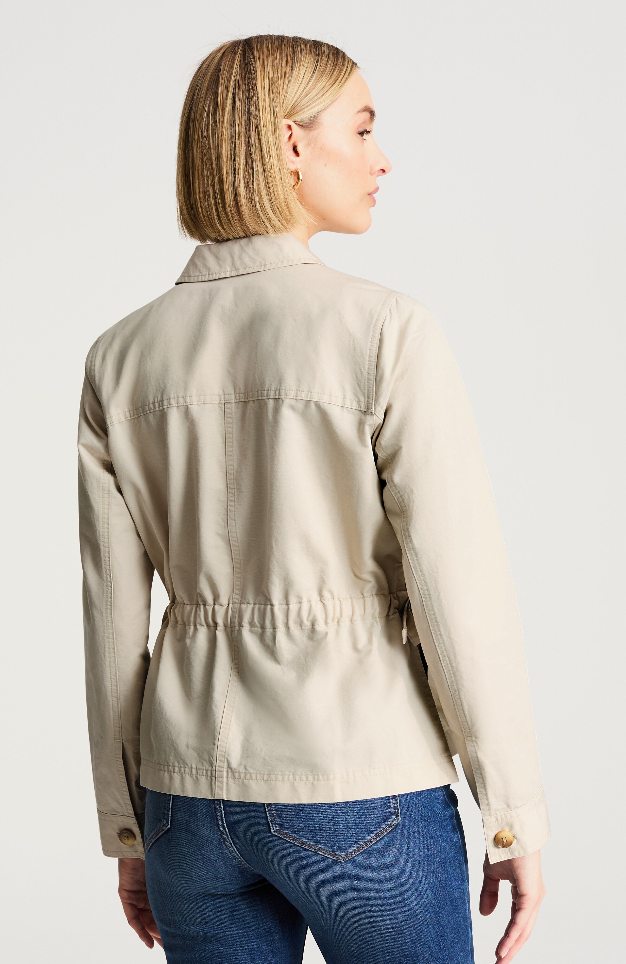 side-tie button-front jacket