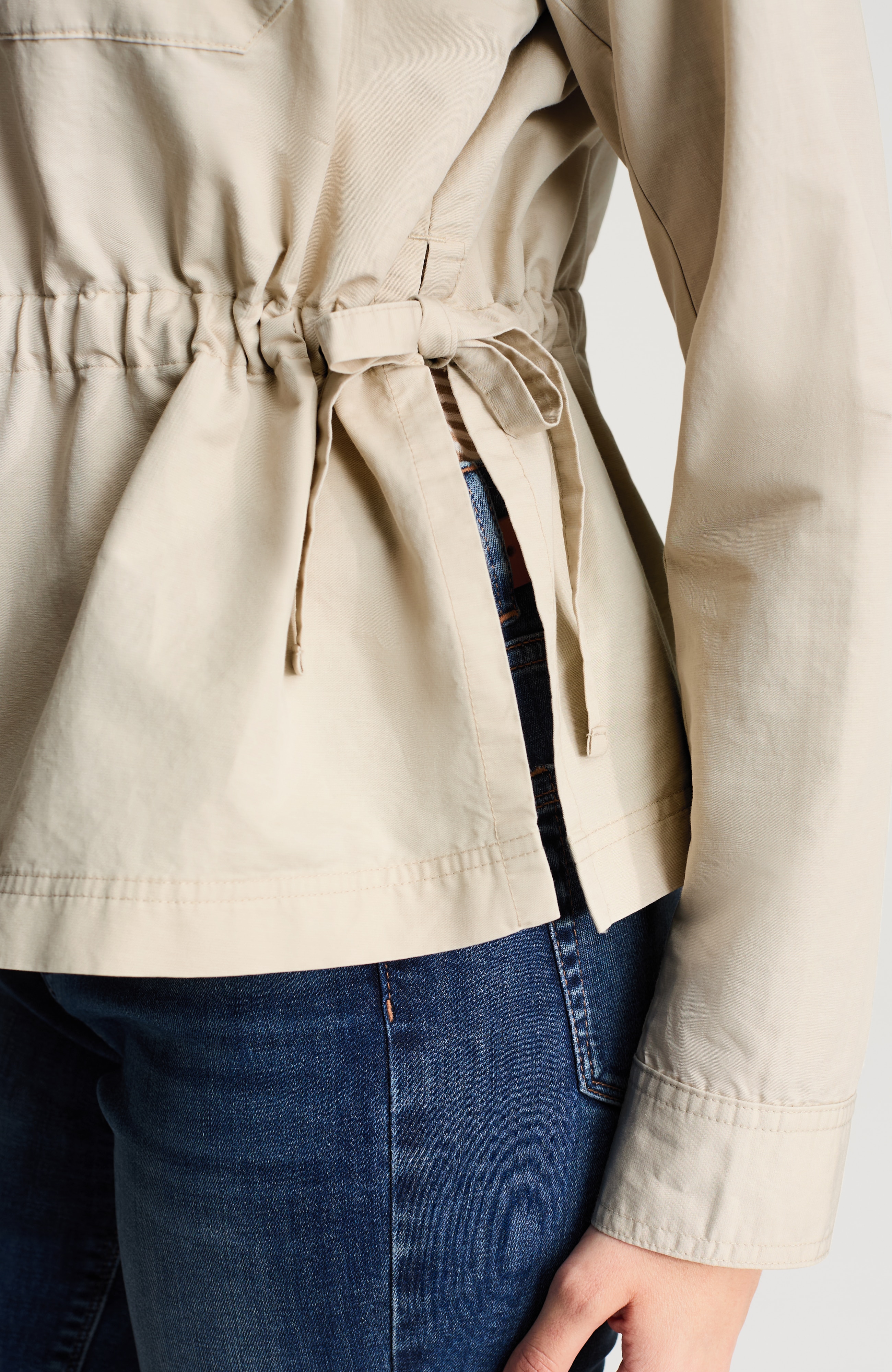 side-tie button-front jacket