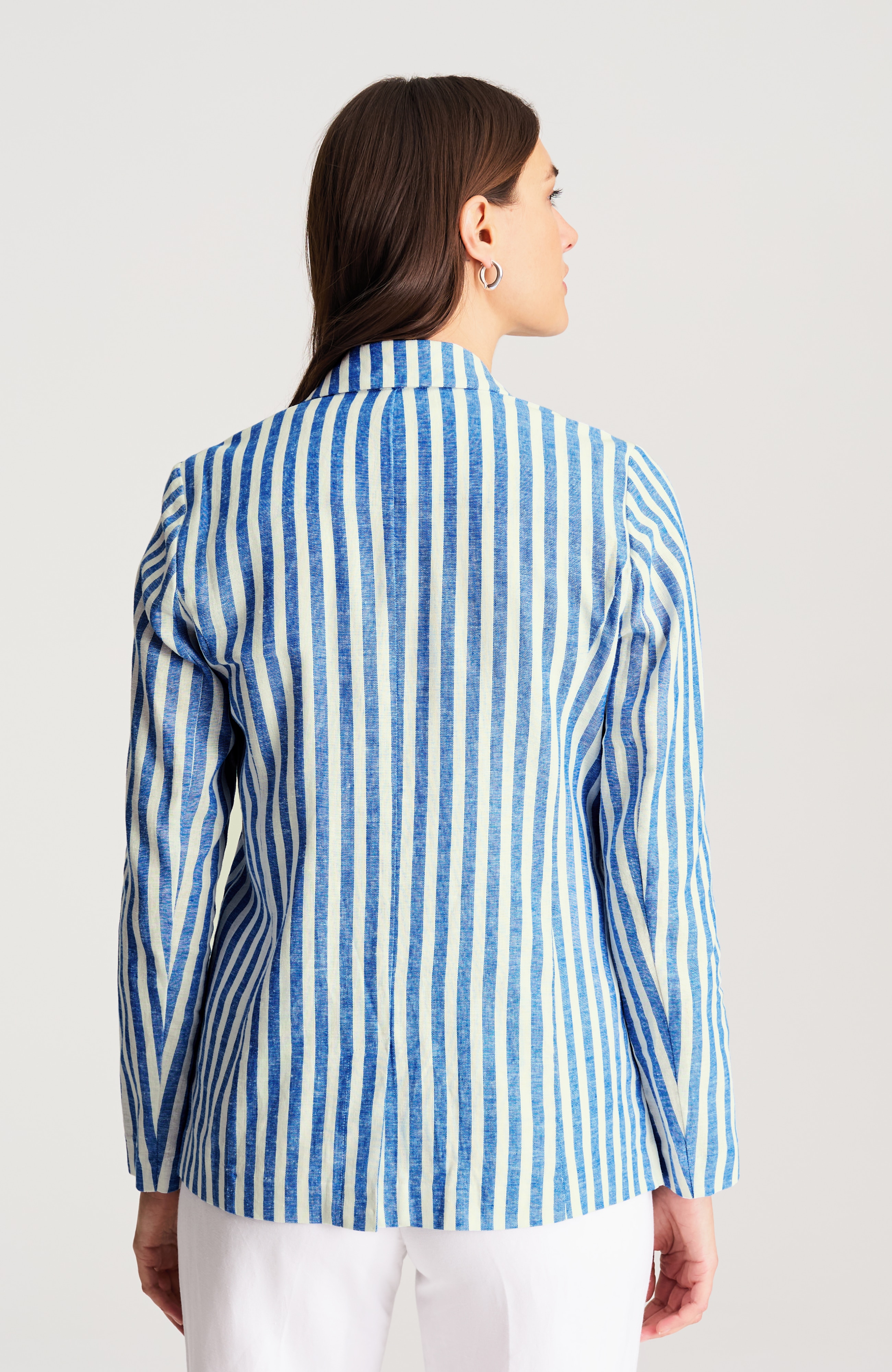 linen-blend striped blazer