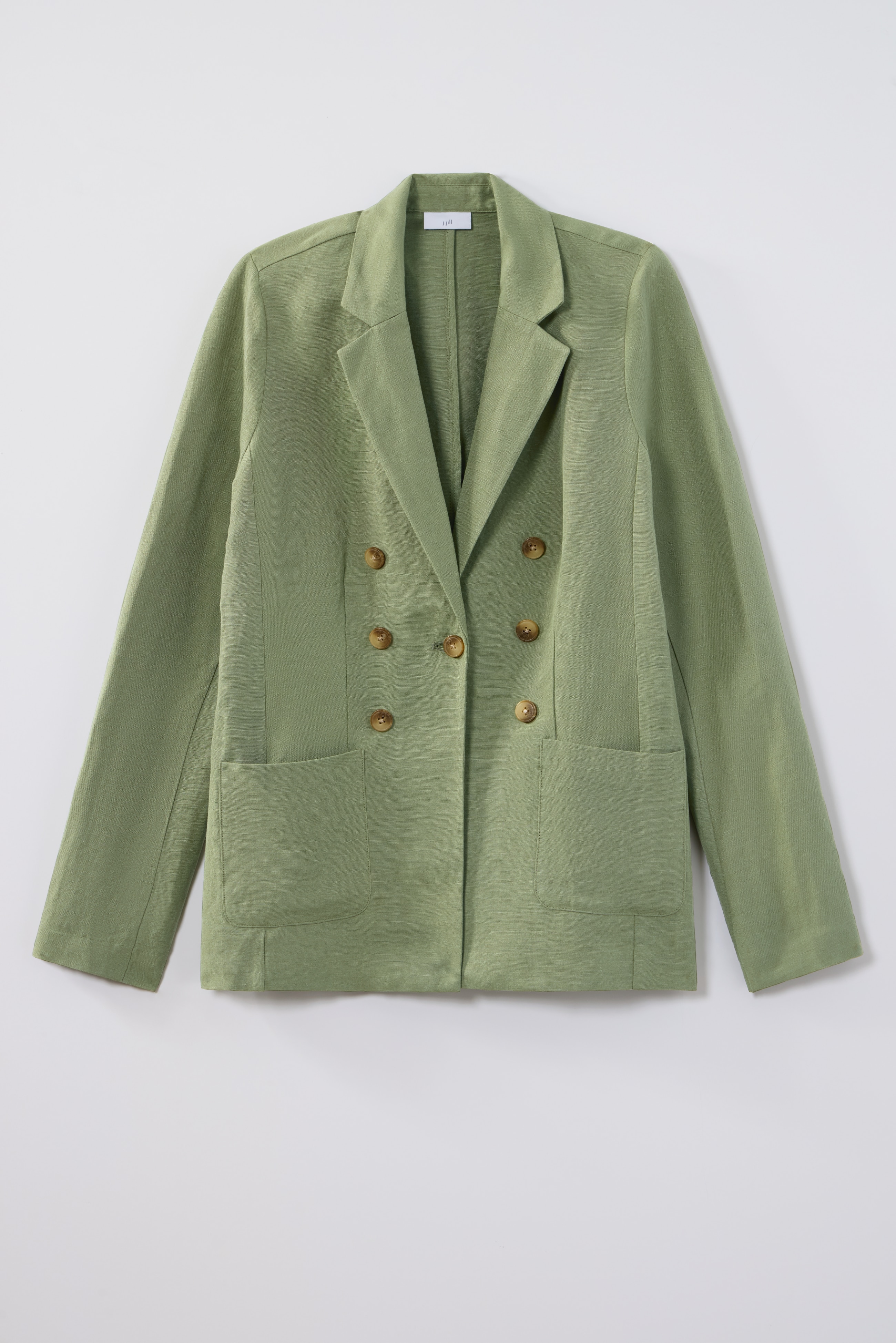 linen-blend button-front blazer