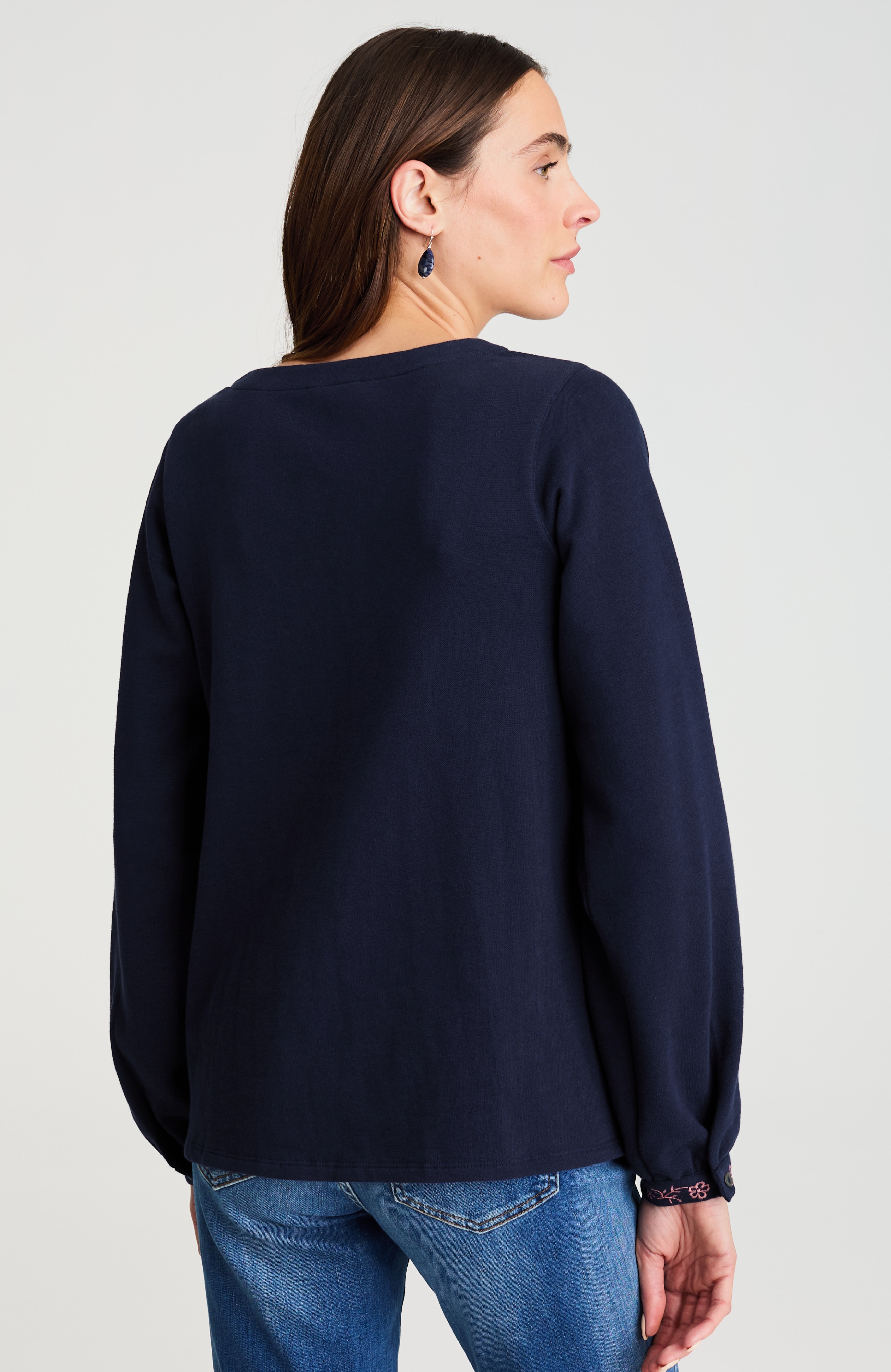 embroidered & textured knit top