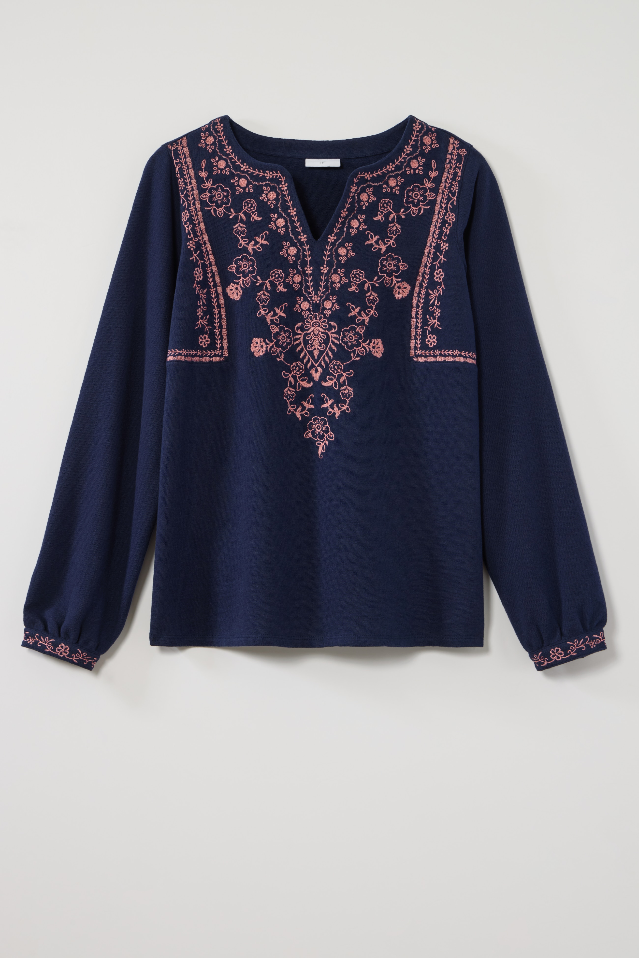 embroidered & textured knit top