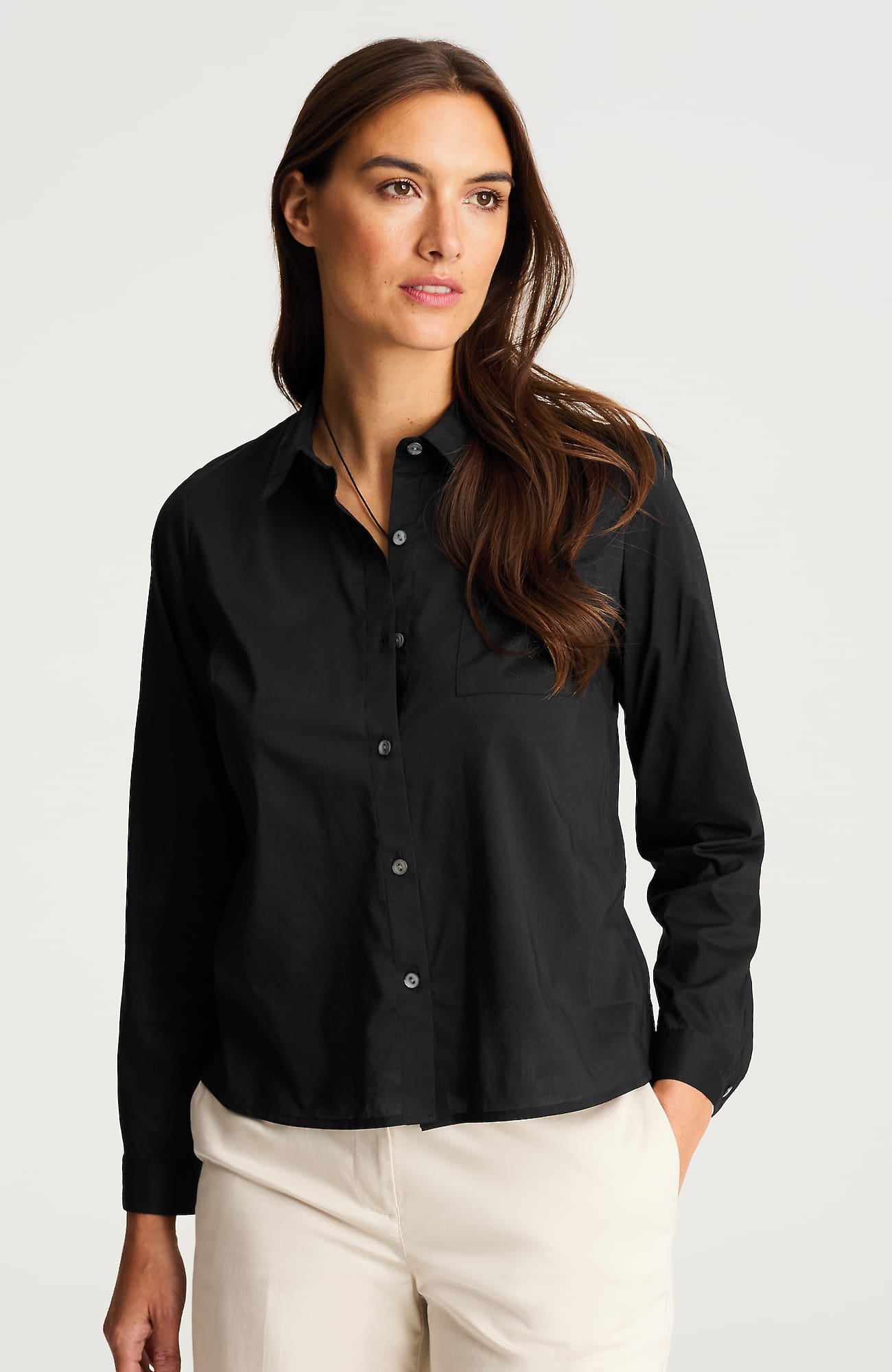 Jjill One-pocket Button-front Shirt In Black