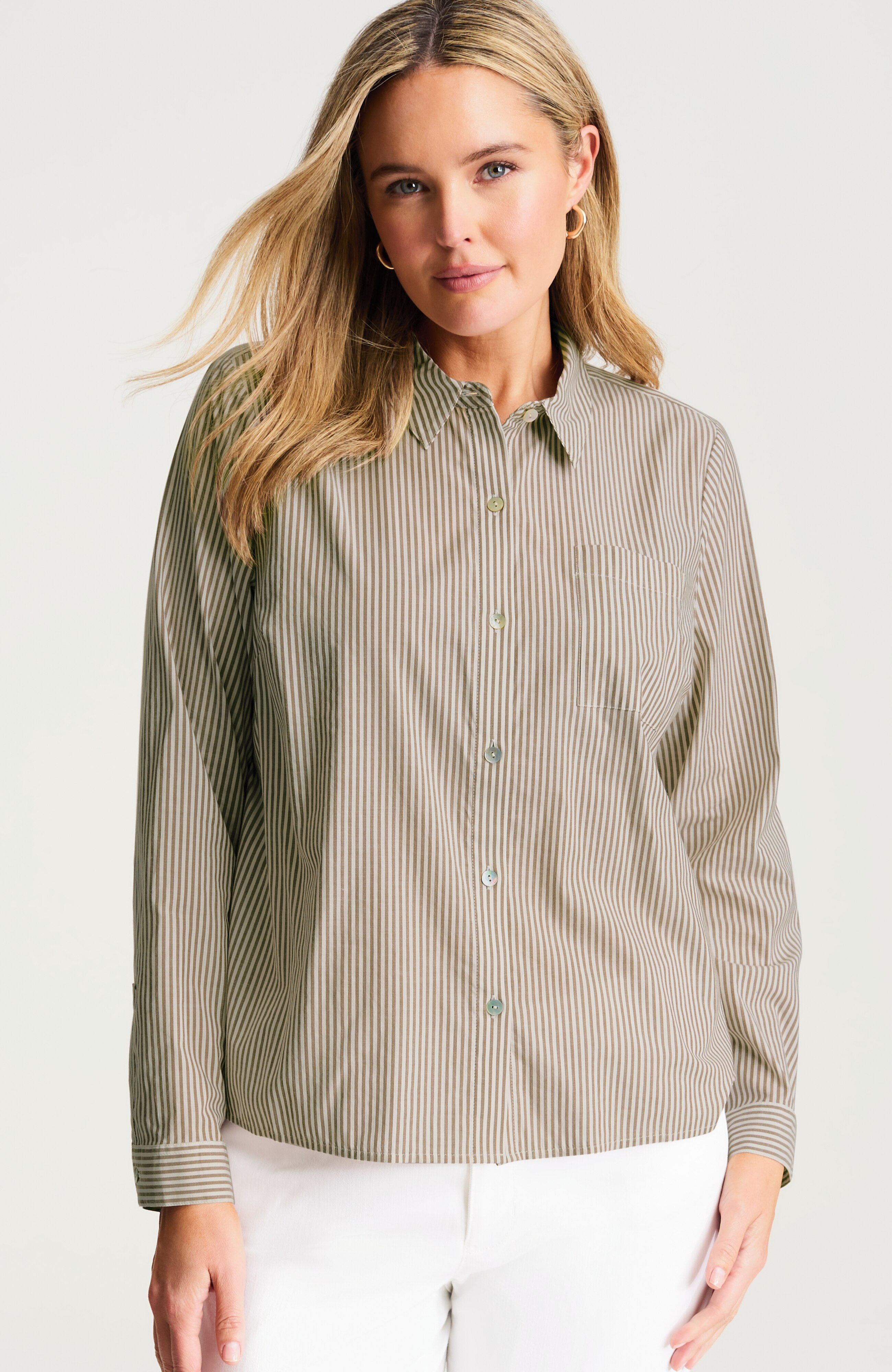 ONE-POCKET BUTTON-FRONT SHIRT | JJill
