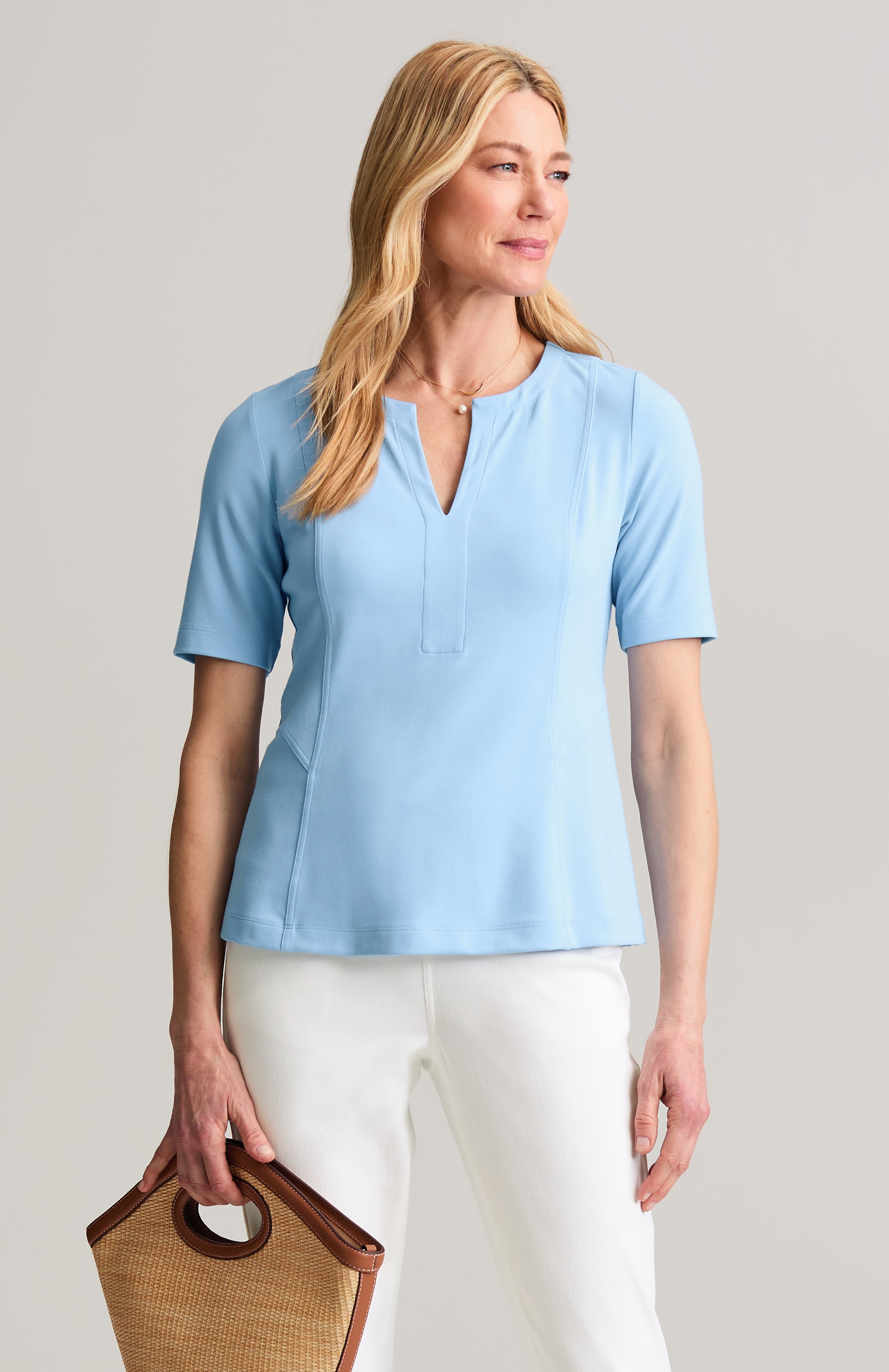 wearever seamed elbow-sleeve top
