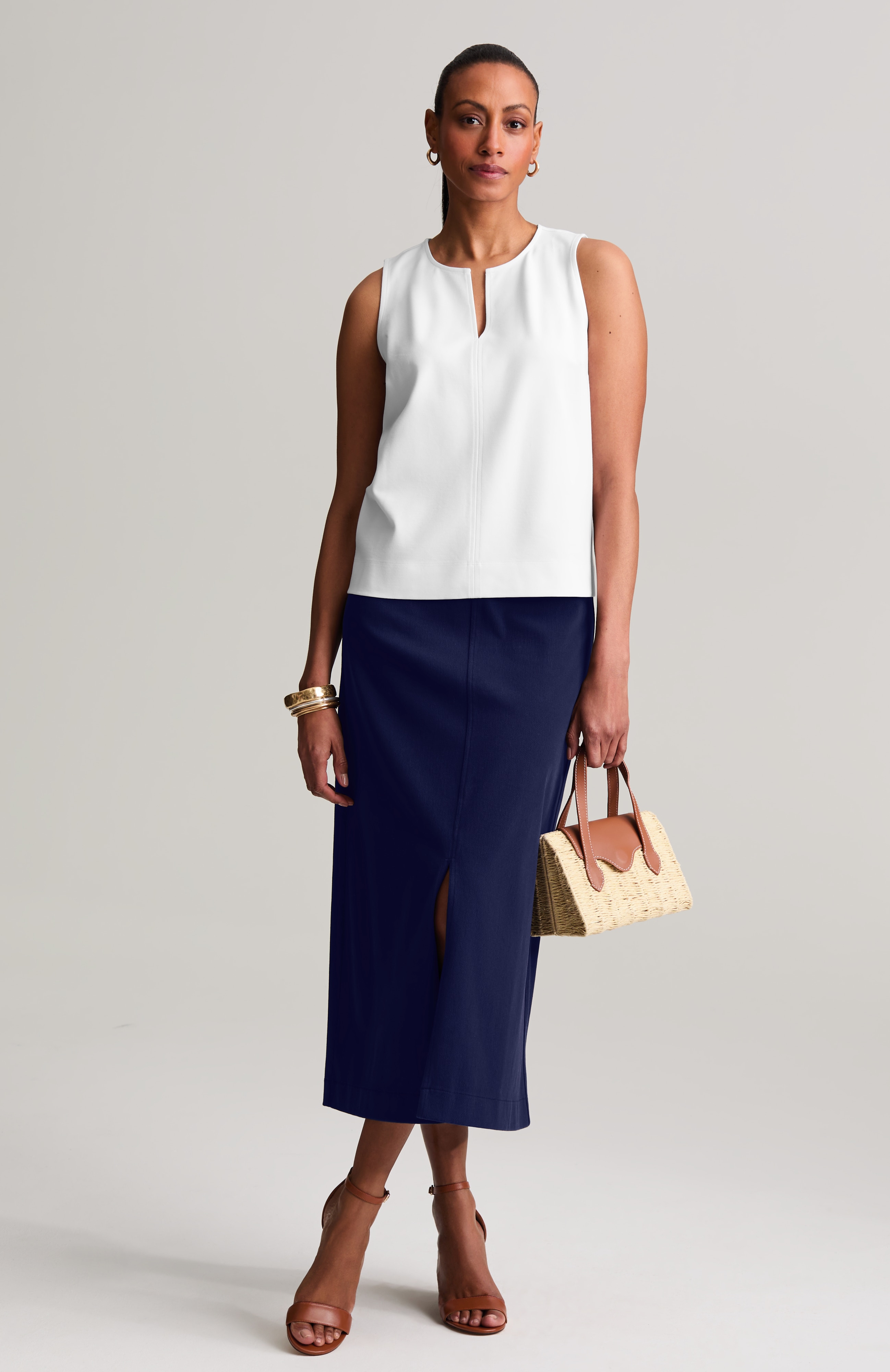 POLISHED-KNIT SLEEVELESS TOP | JJill