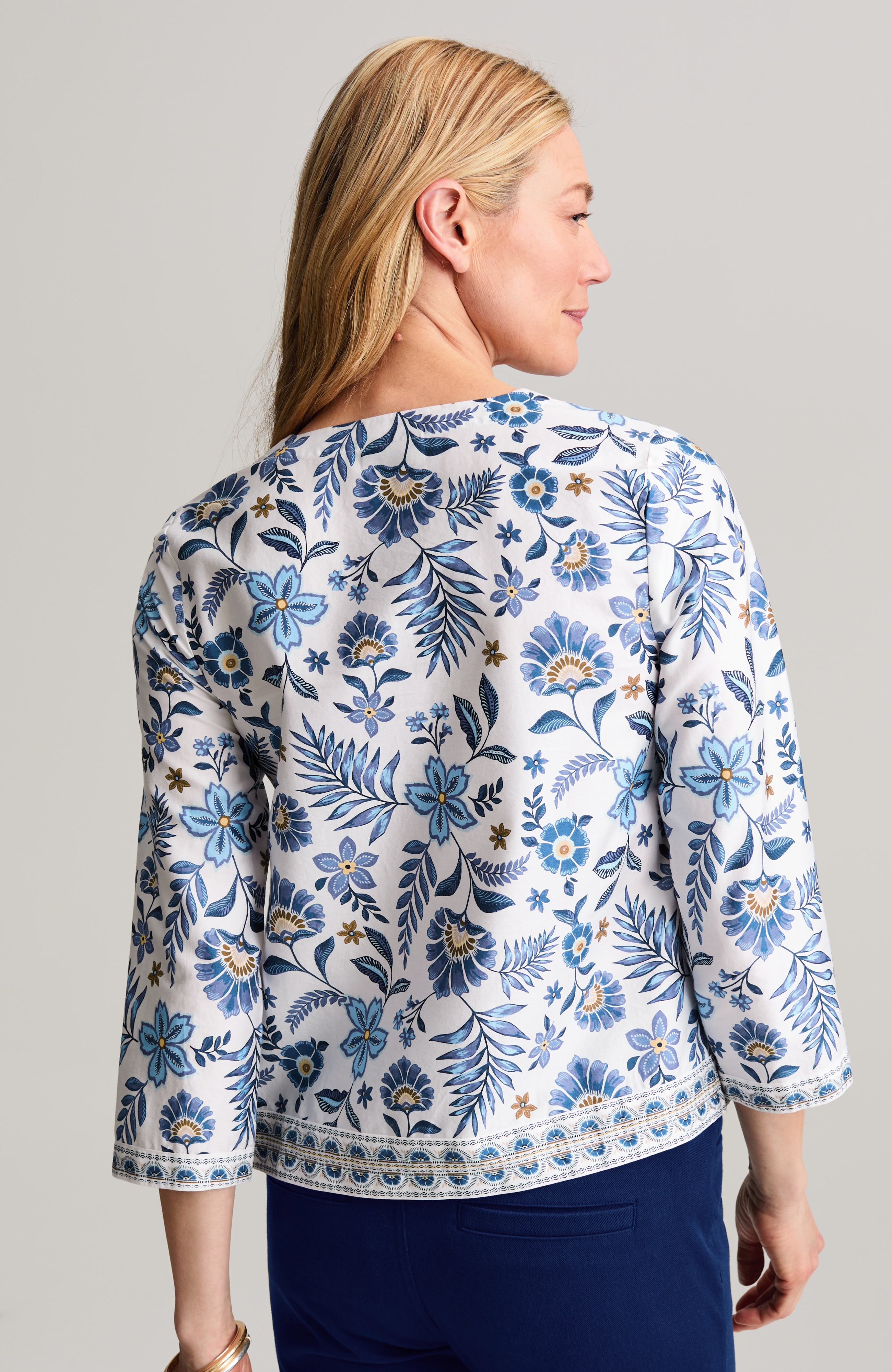 Arabesque Floral Print A-Line Top | JJill
