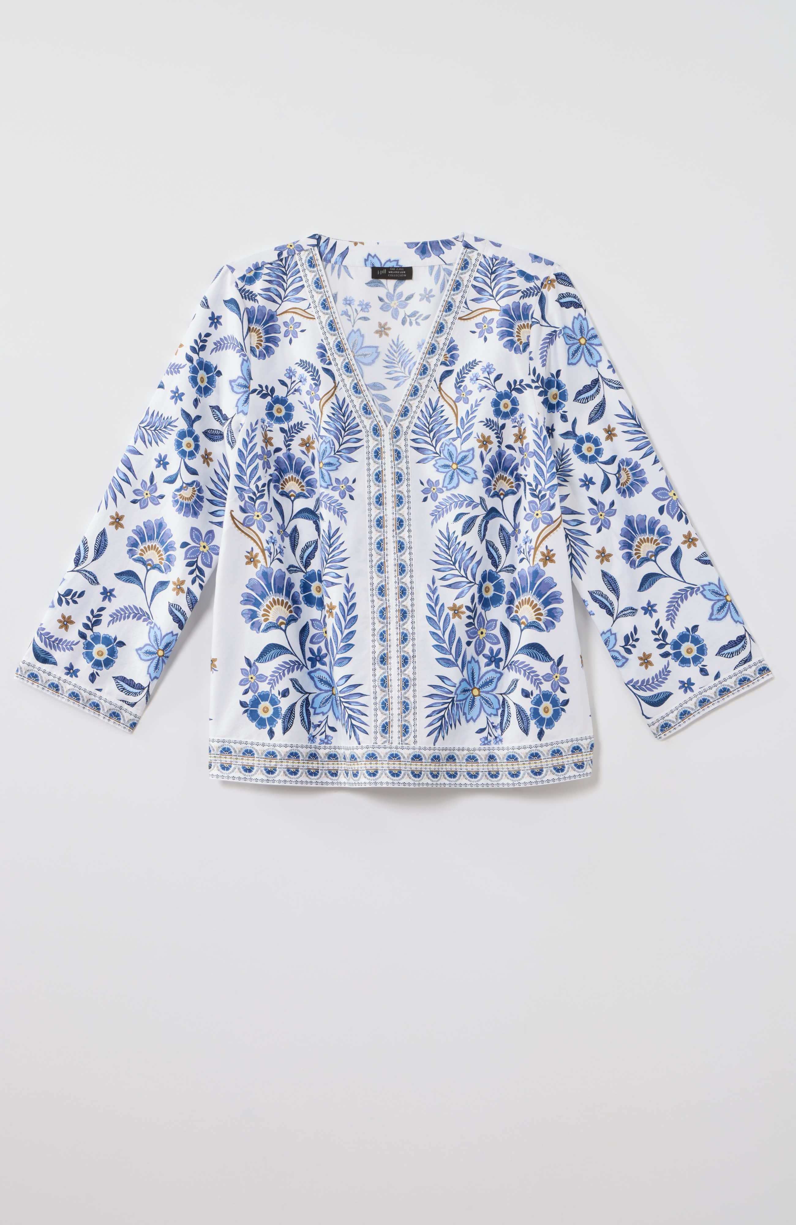 Arabesque Floral Print A-Line Top | JJill