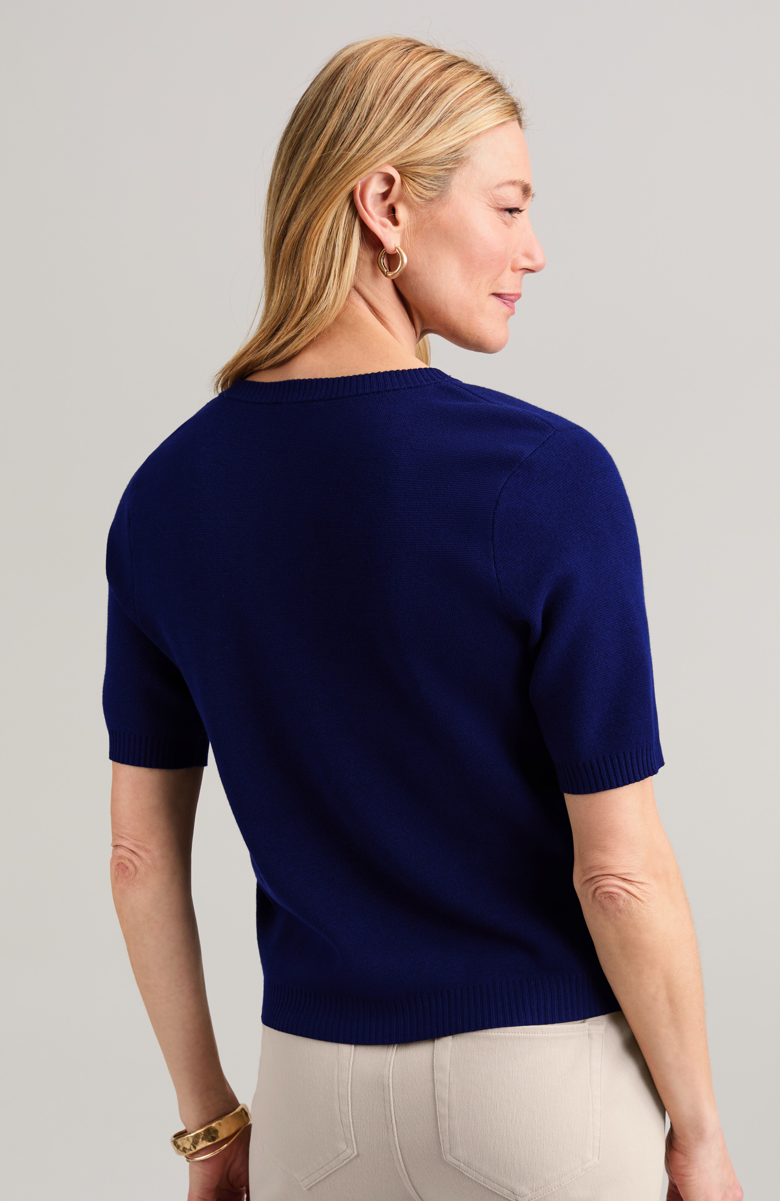 double-knit short-sleeve cardi