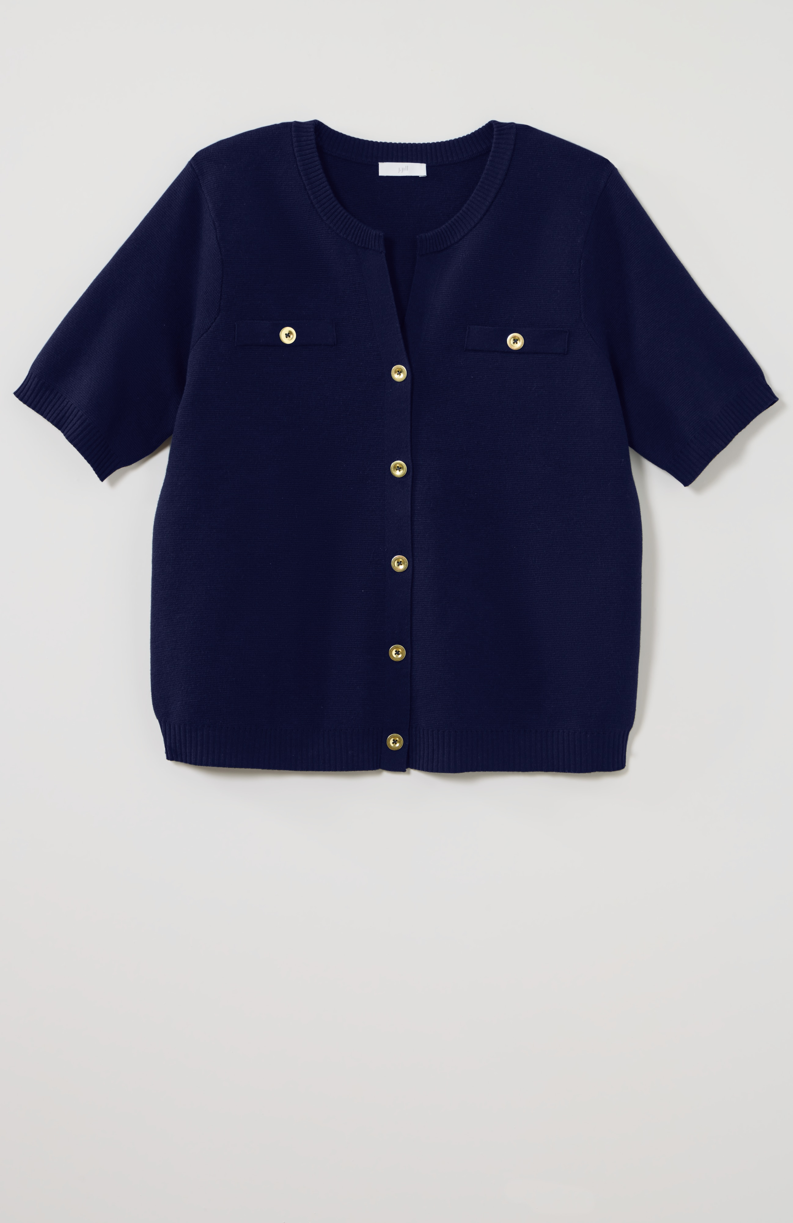 double-knit short-sleeve cardi
