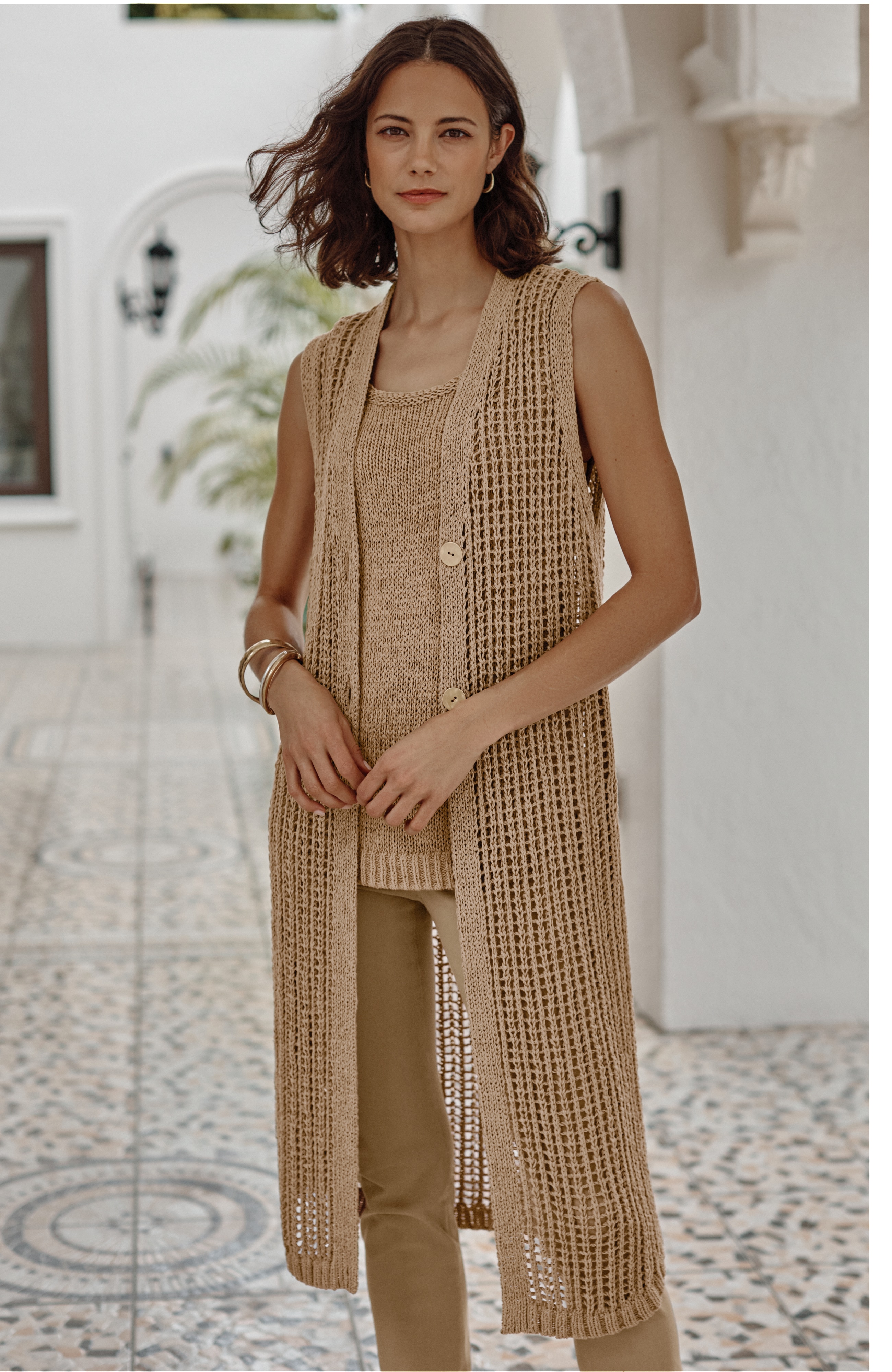 crochet button-front gilet
