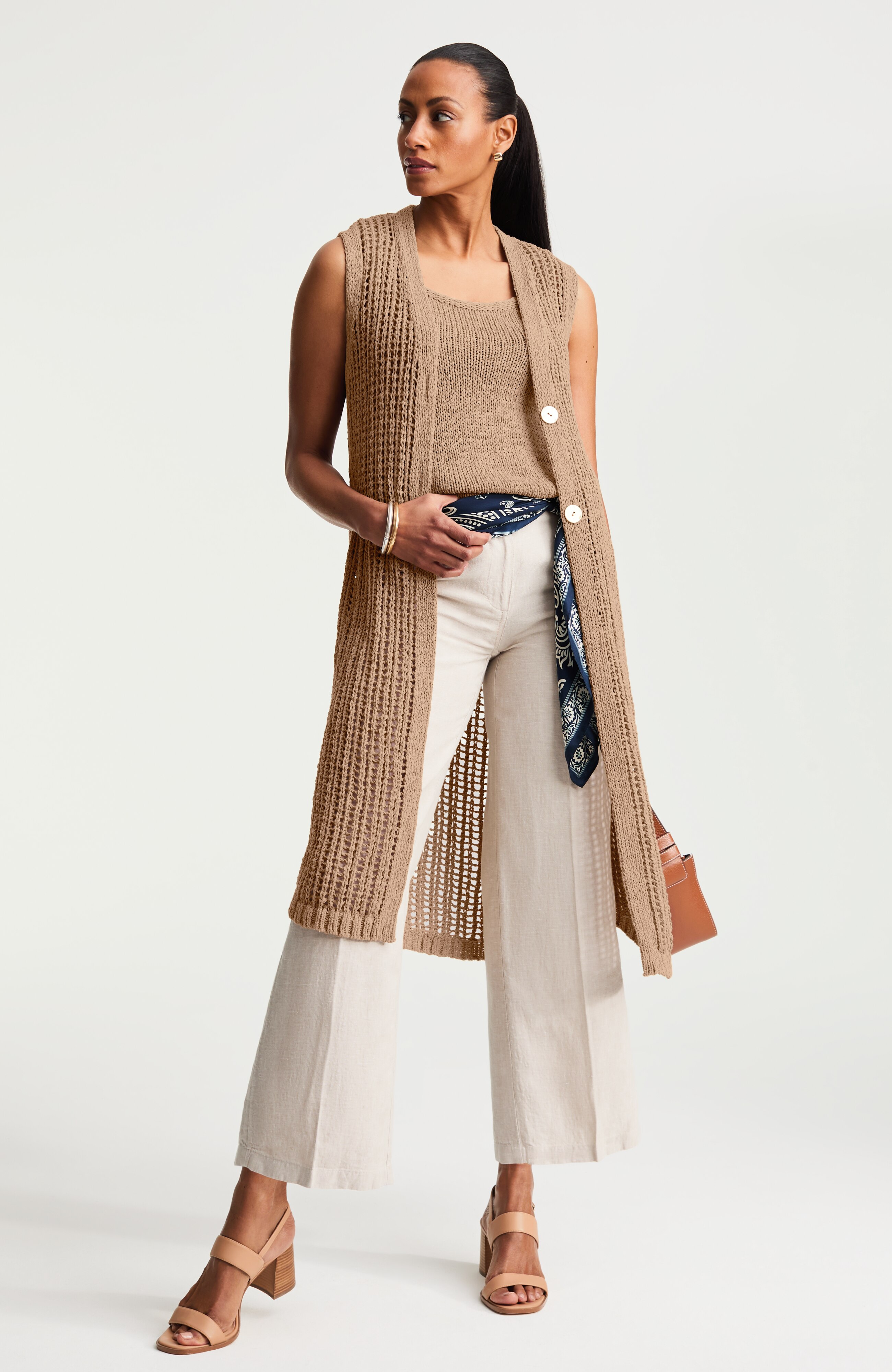 crochet button-front gilet