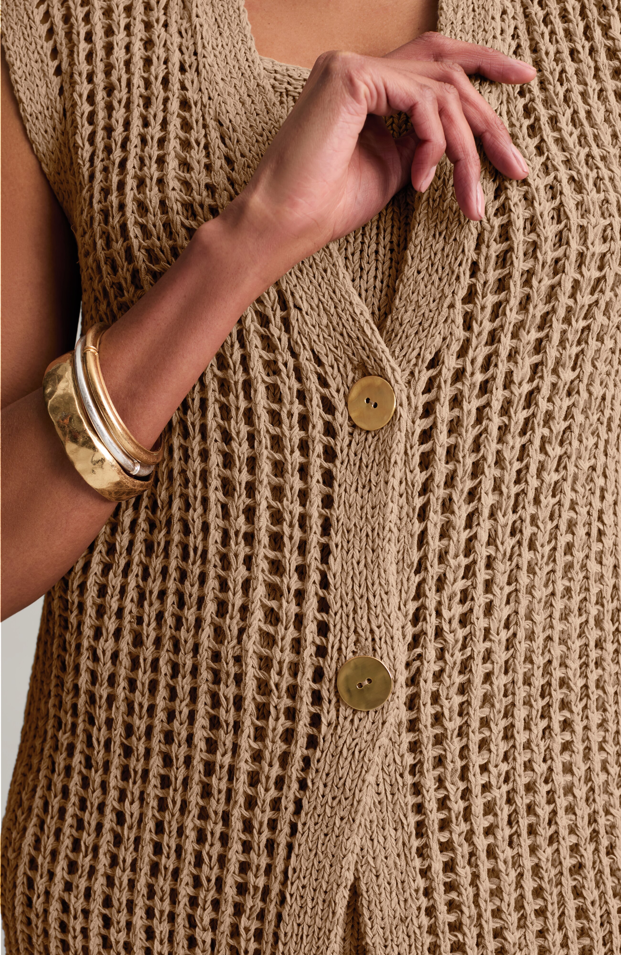 crochet button-front gilet