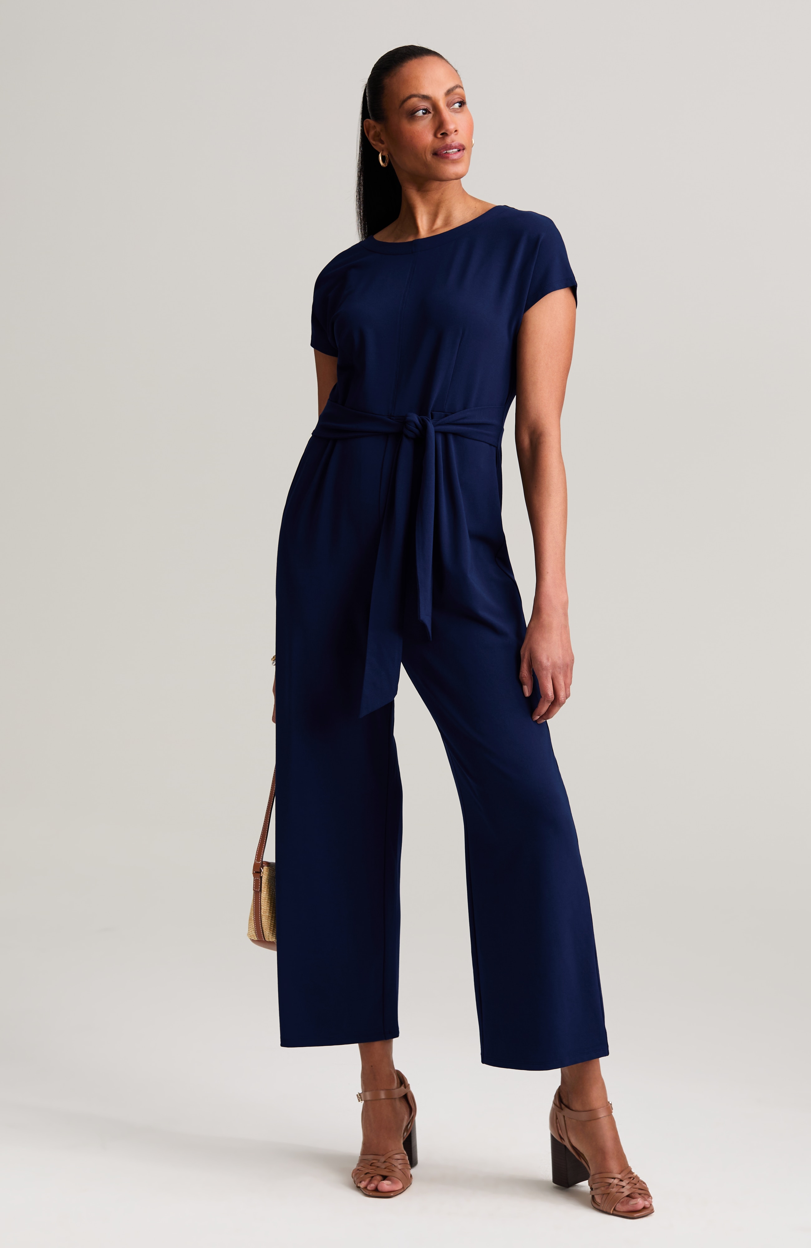 wearever knit tie-waist jumpsuit