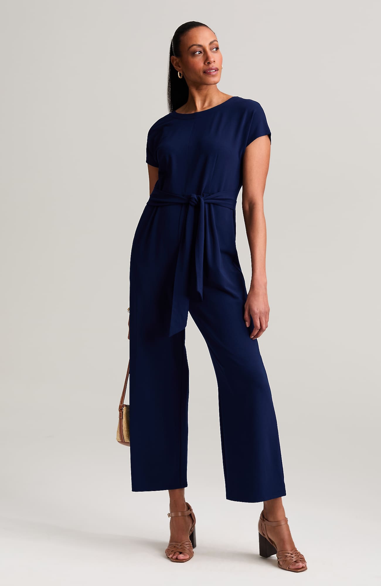Jjill Wearever Knit Tie-waist Jumpsuit In Blue