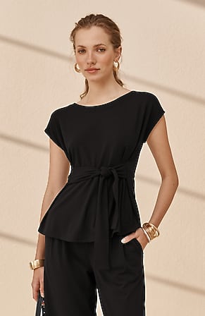 Image for Wearever Belted Boat-Neck Top