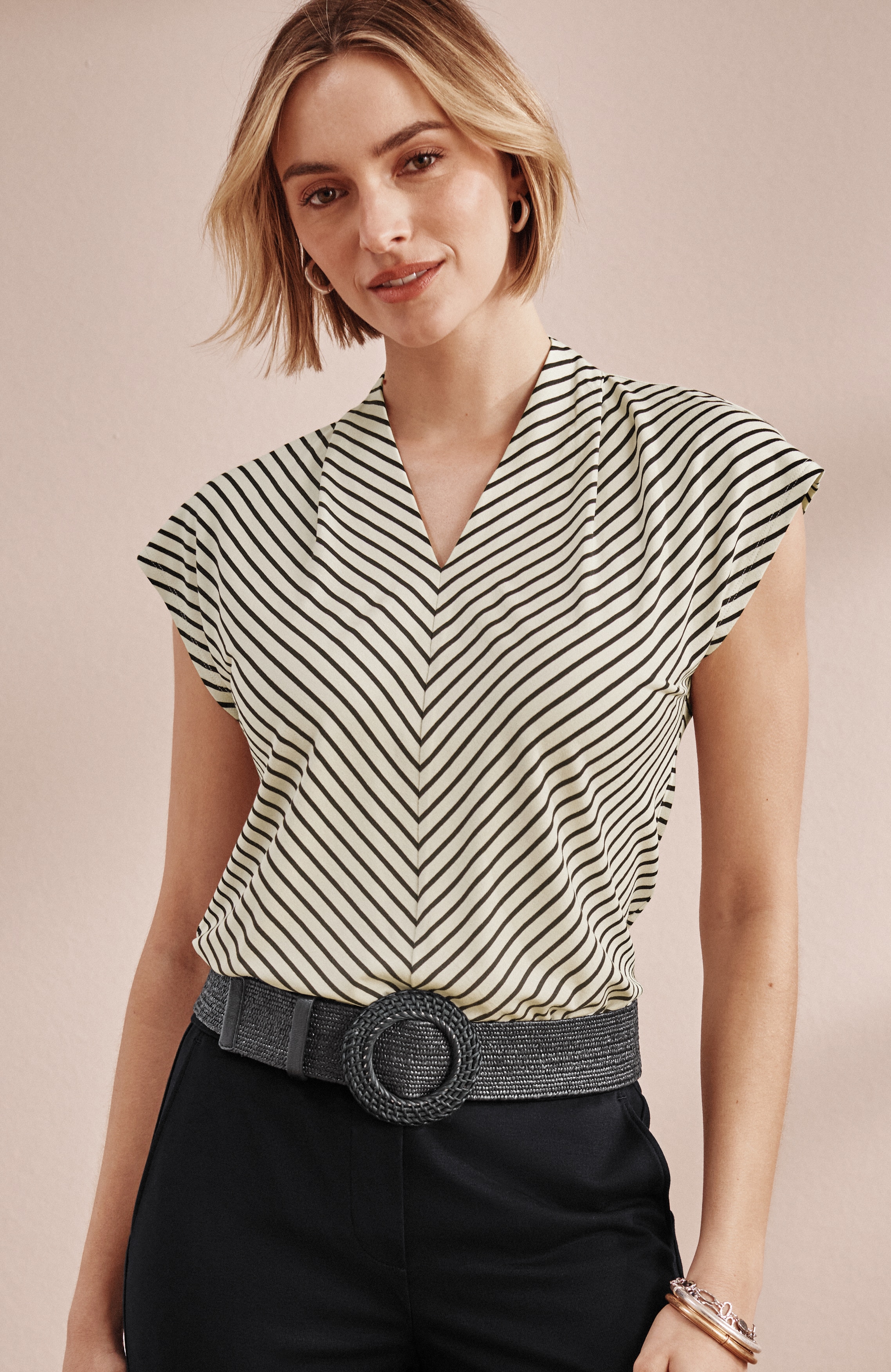 wearever striped v-neck top