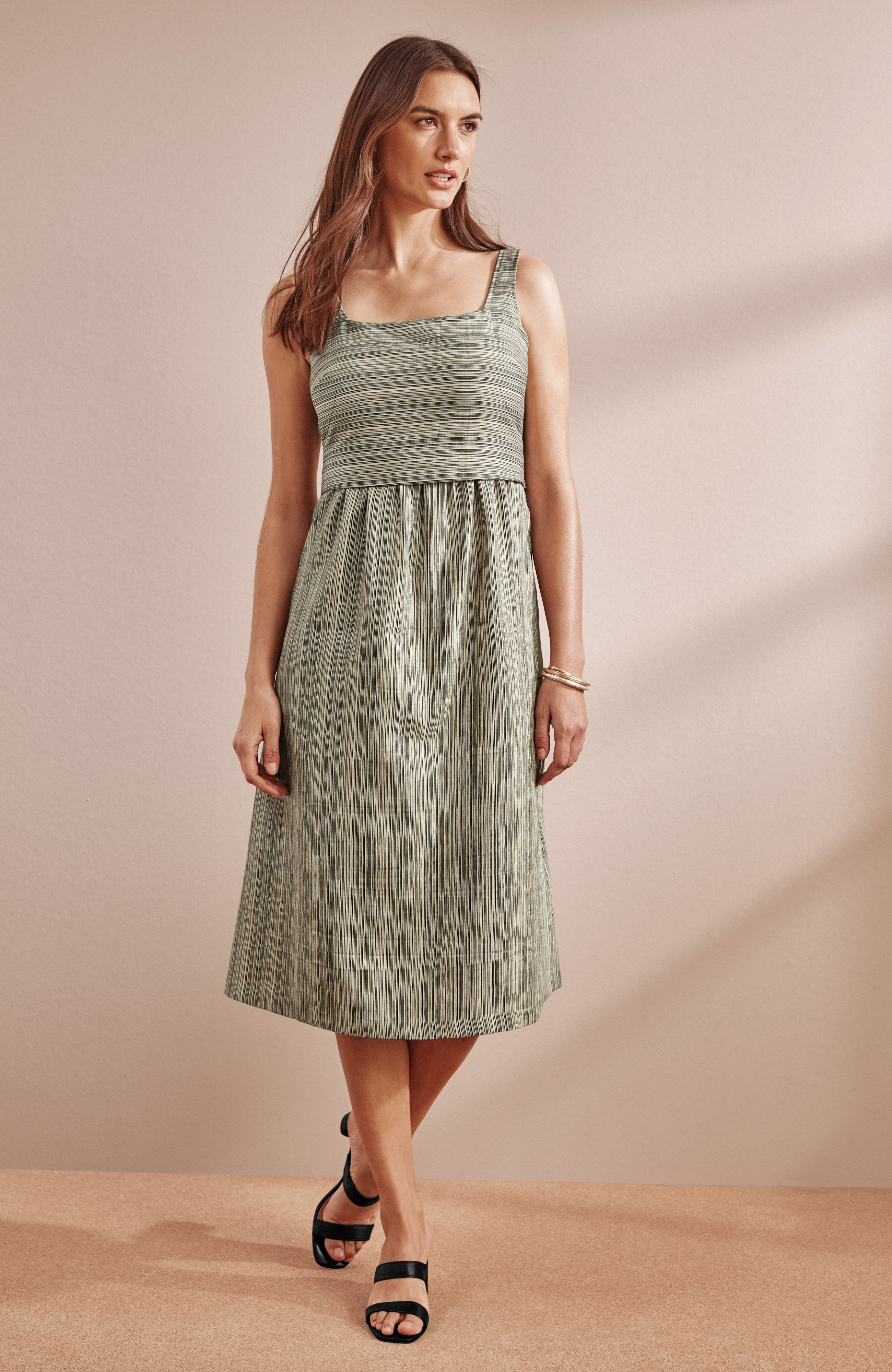 shirred-waist dress