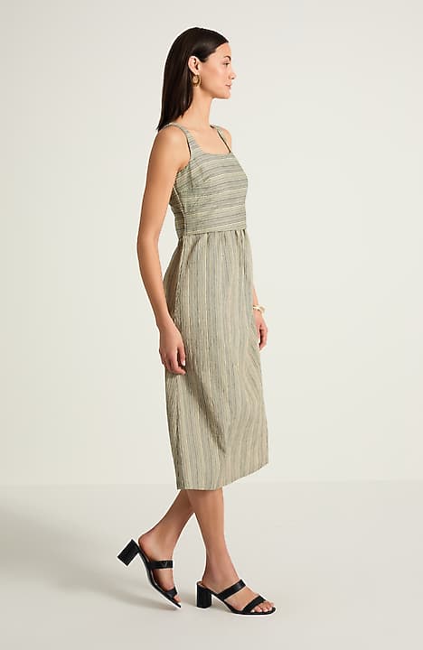 shirred waist a line dress Allover Print Surplice Front Shirred Waist A-line Dress  Beisat