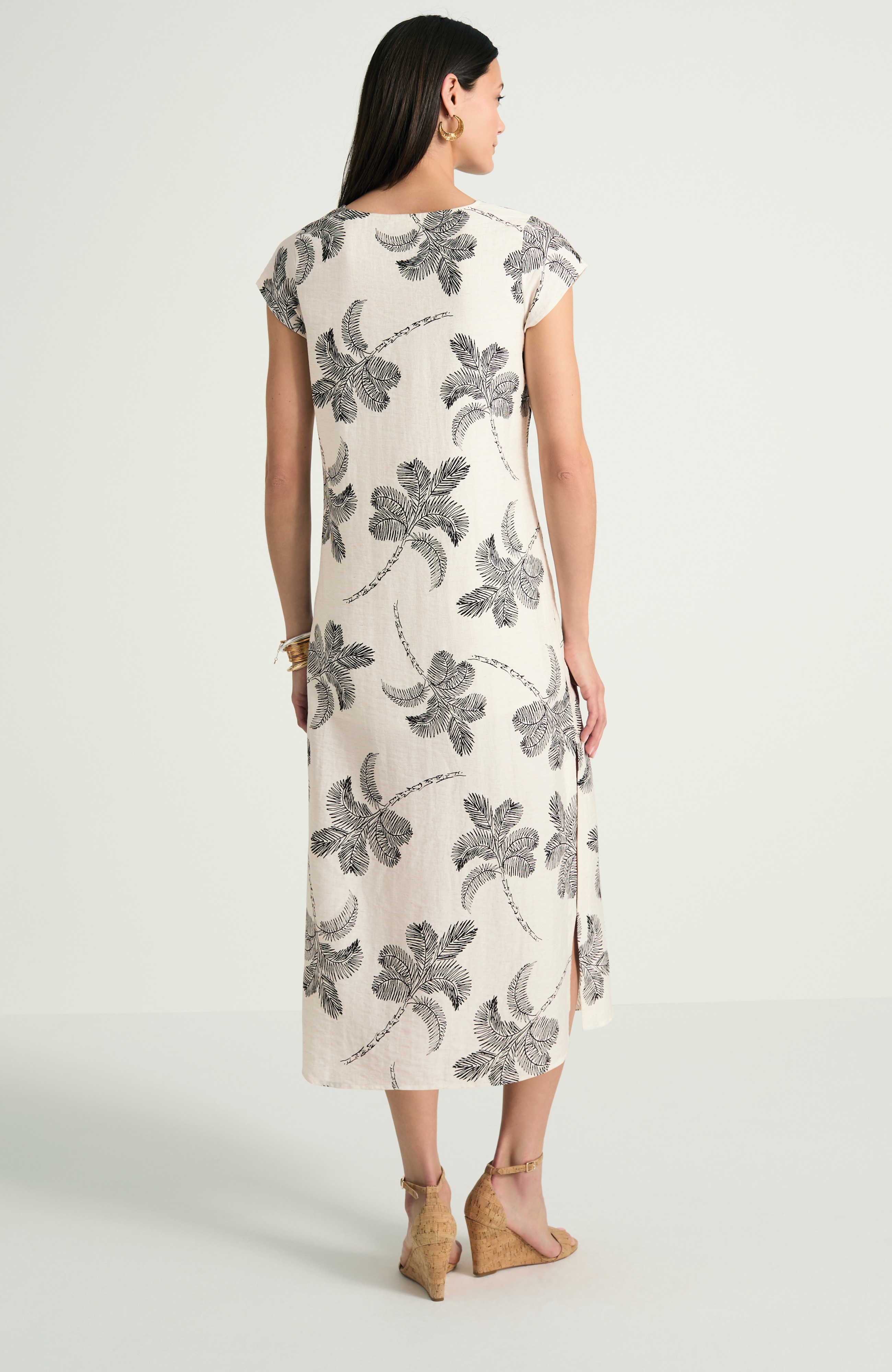 palm-printed maxi dress