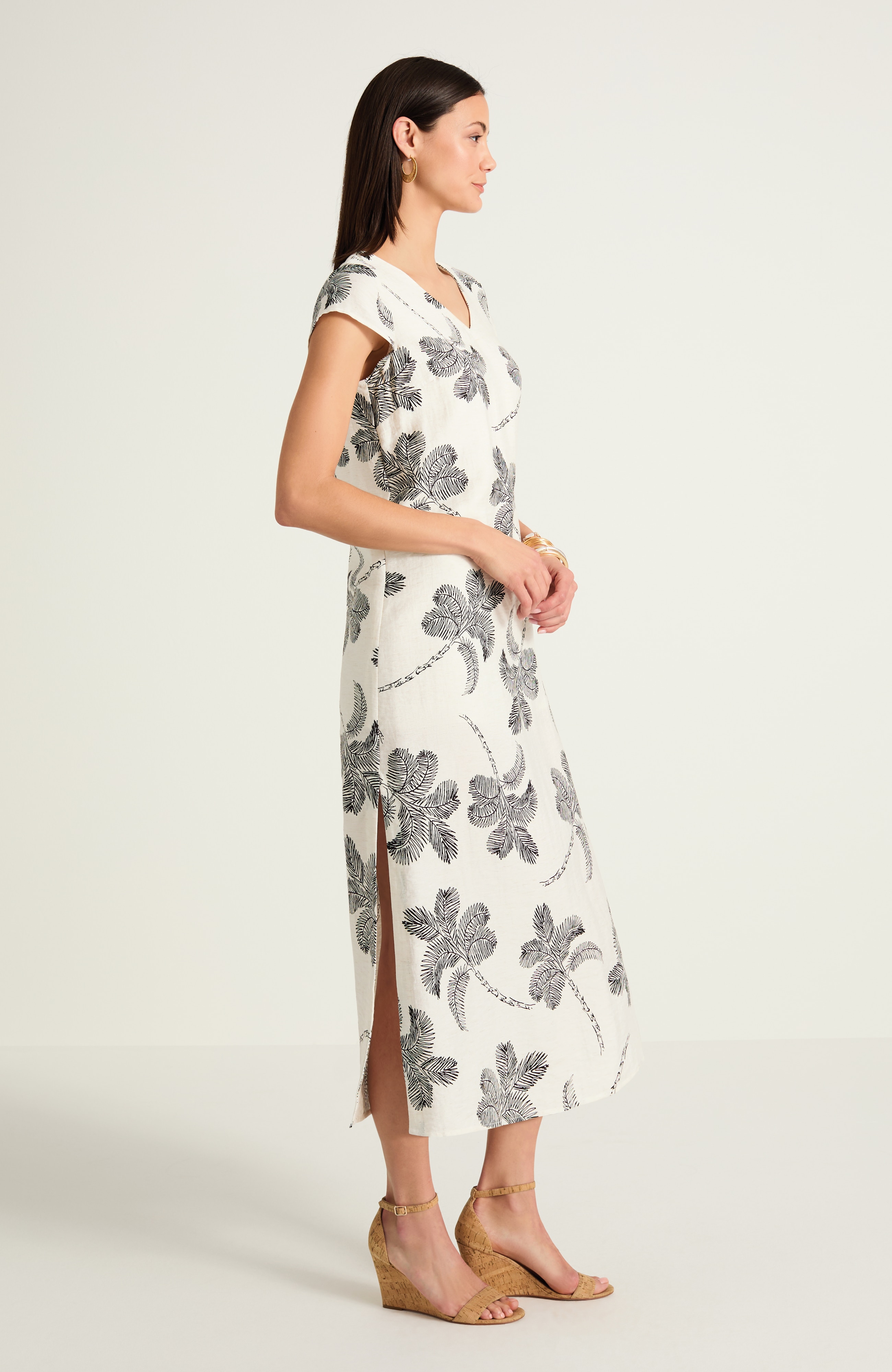 palm-printed maxi dress
