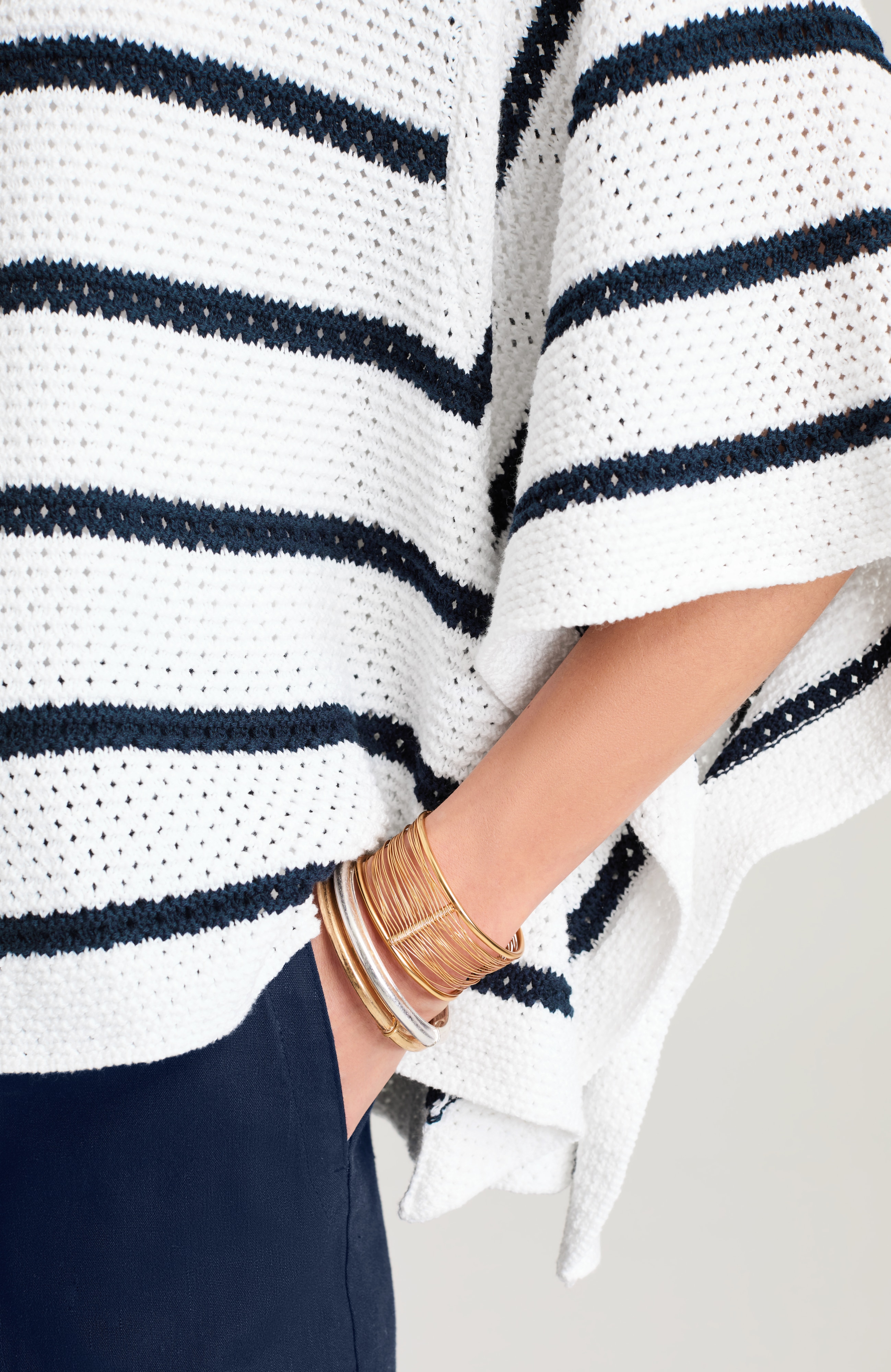 striped crochet poncho