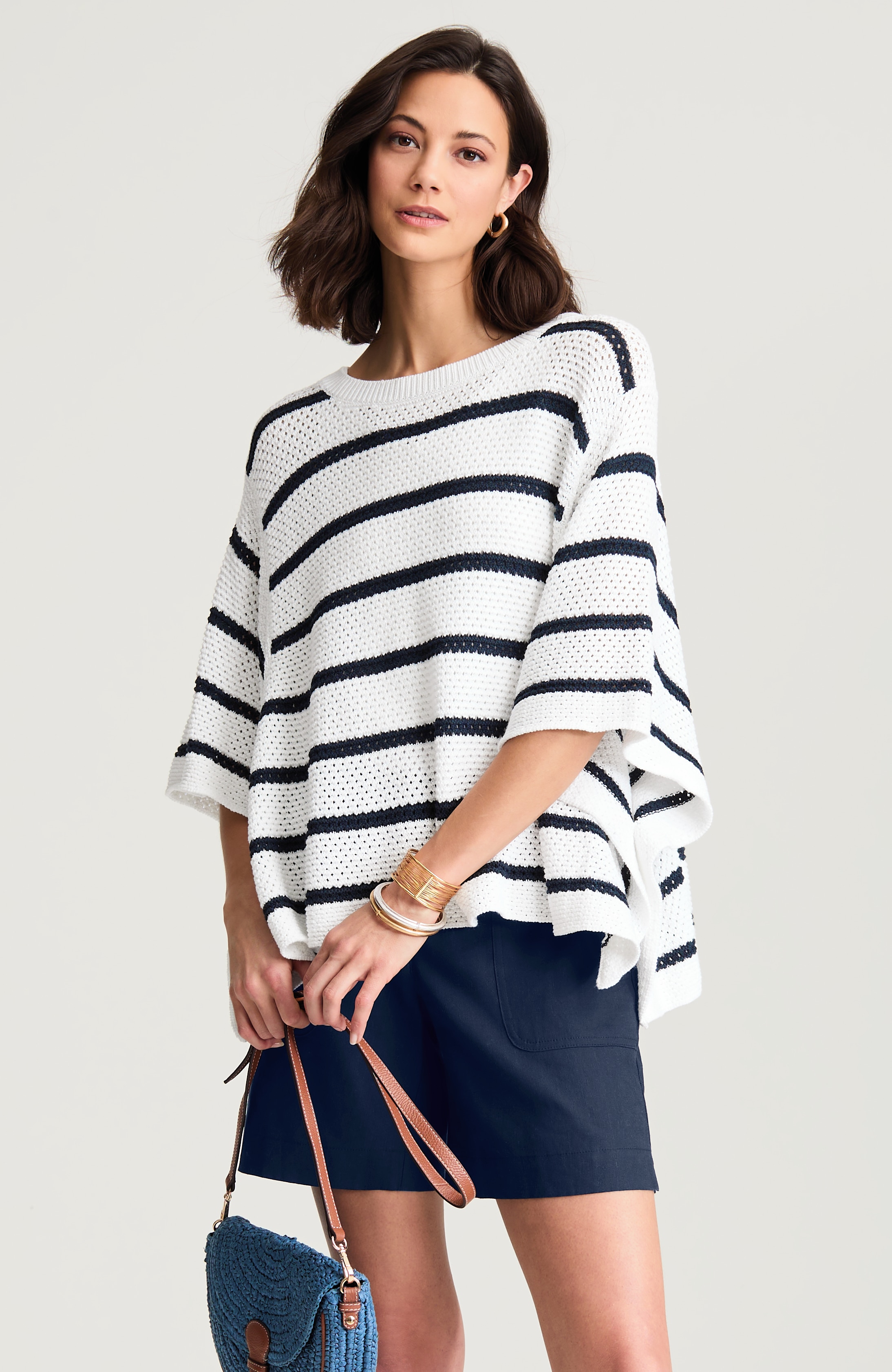 striped crochet poncho