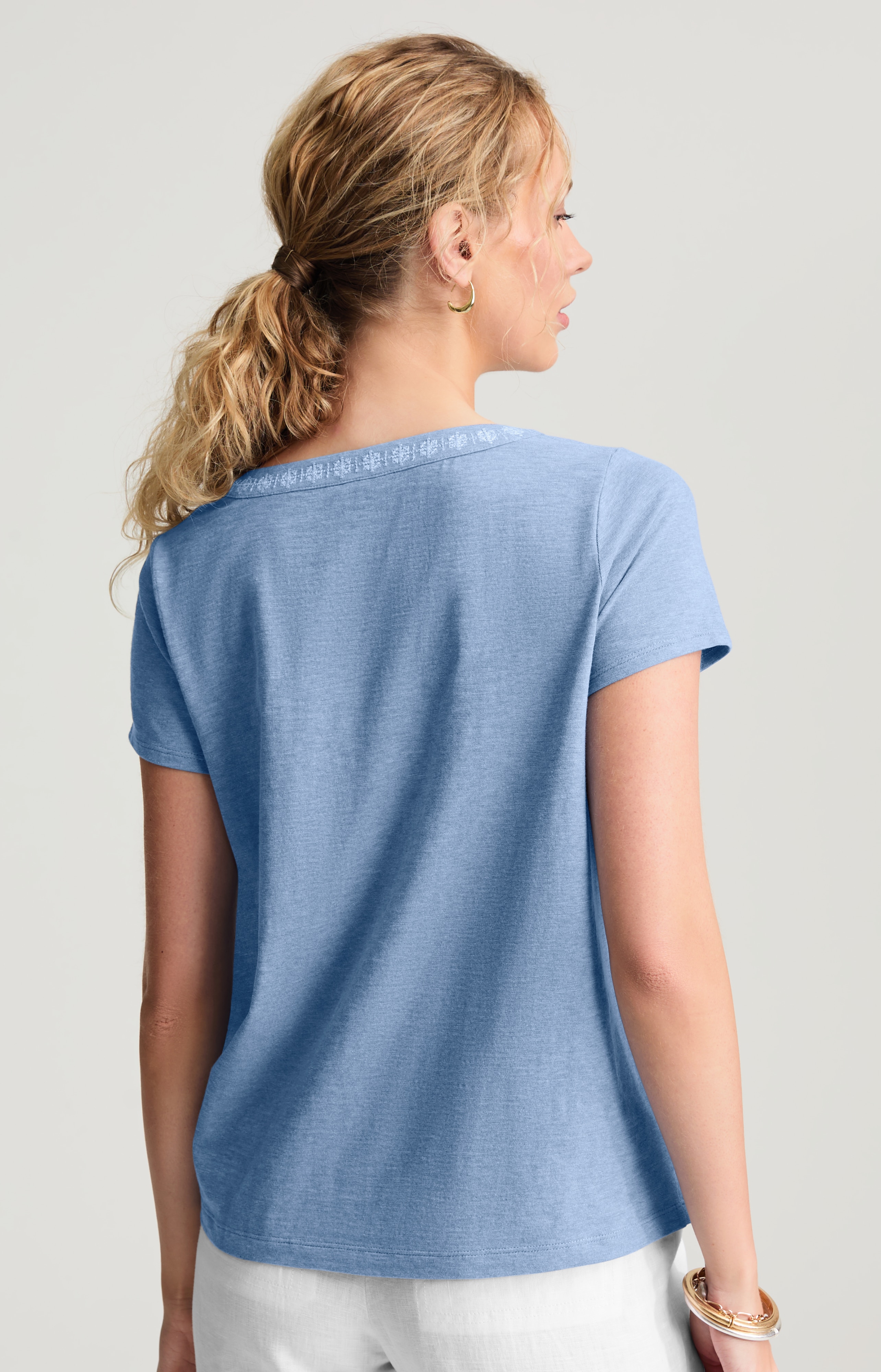 Pure Jill Embroidered Cap-Sleeve Tee | JJill
