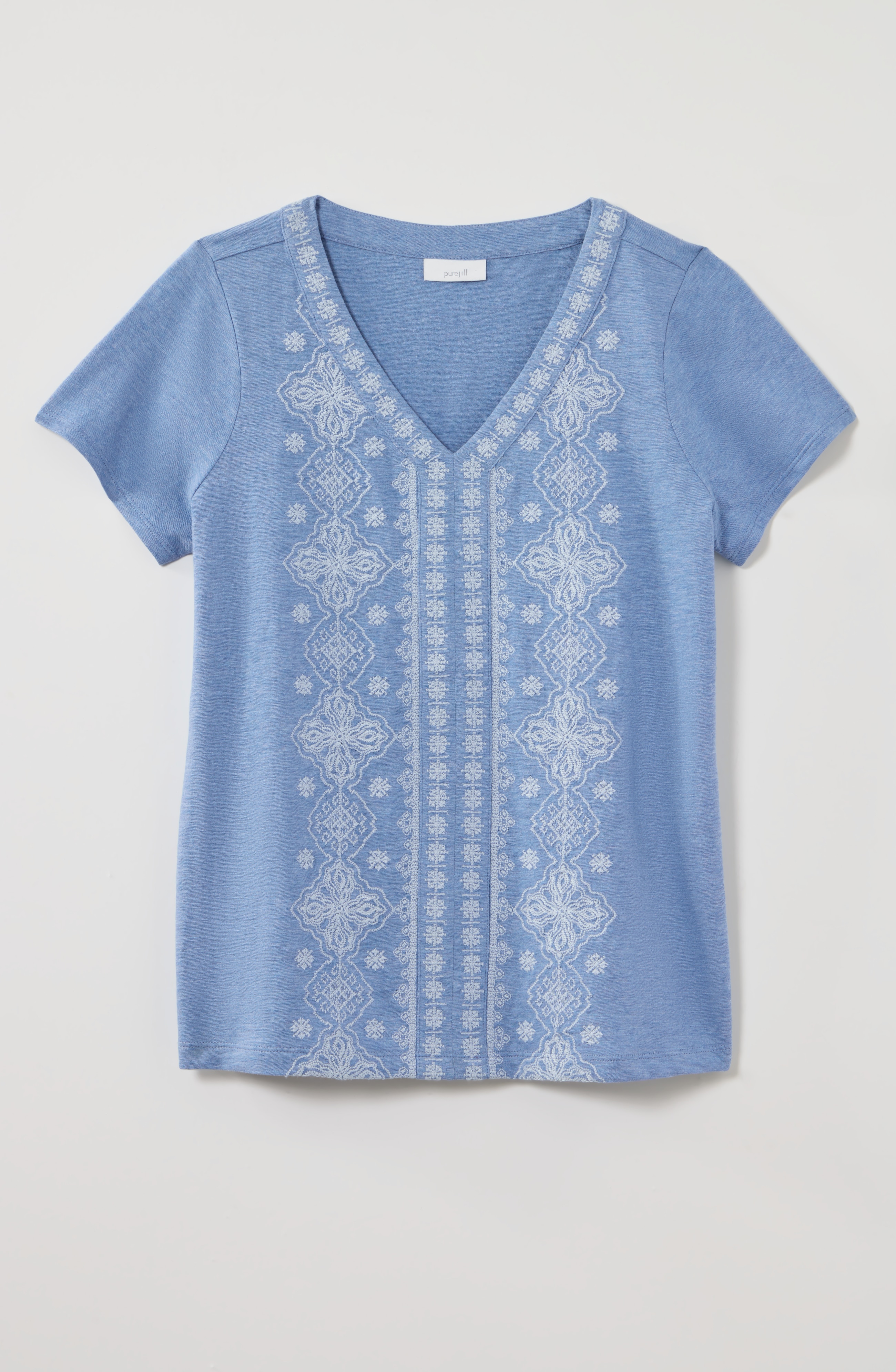 Pure Jill Embroidered Cap-Sleeve Tee | JJill