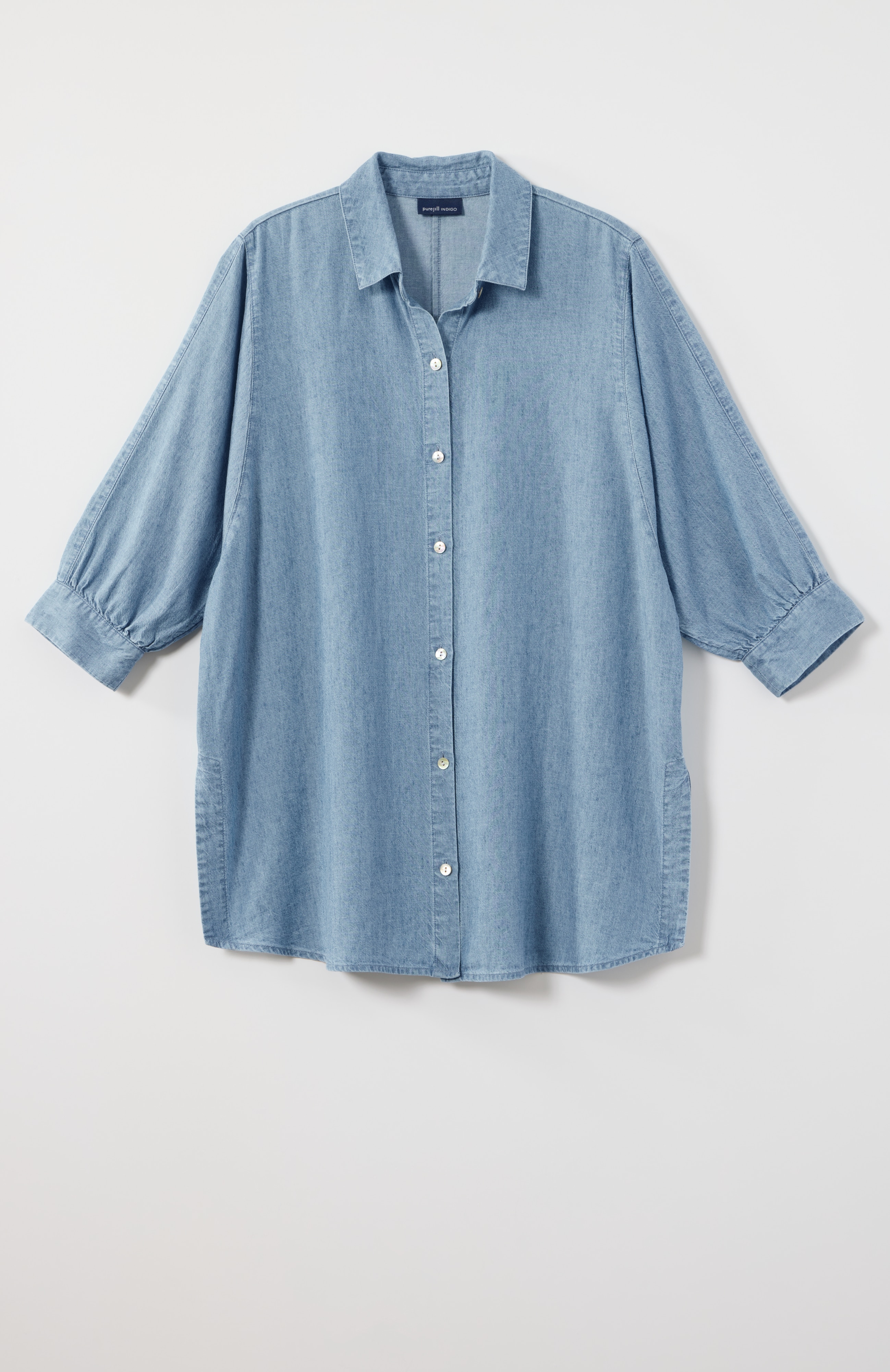 pure jill soft button-front tunic