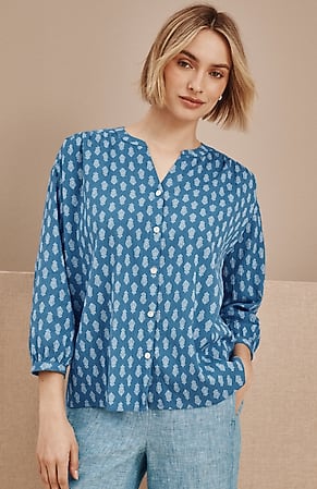 Image for Pure Jill Crinkled Button-Front Top