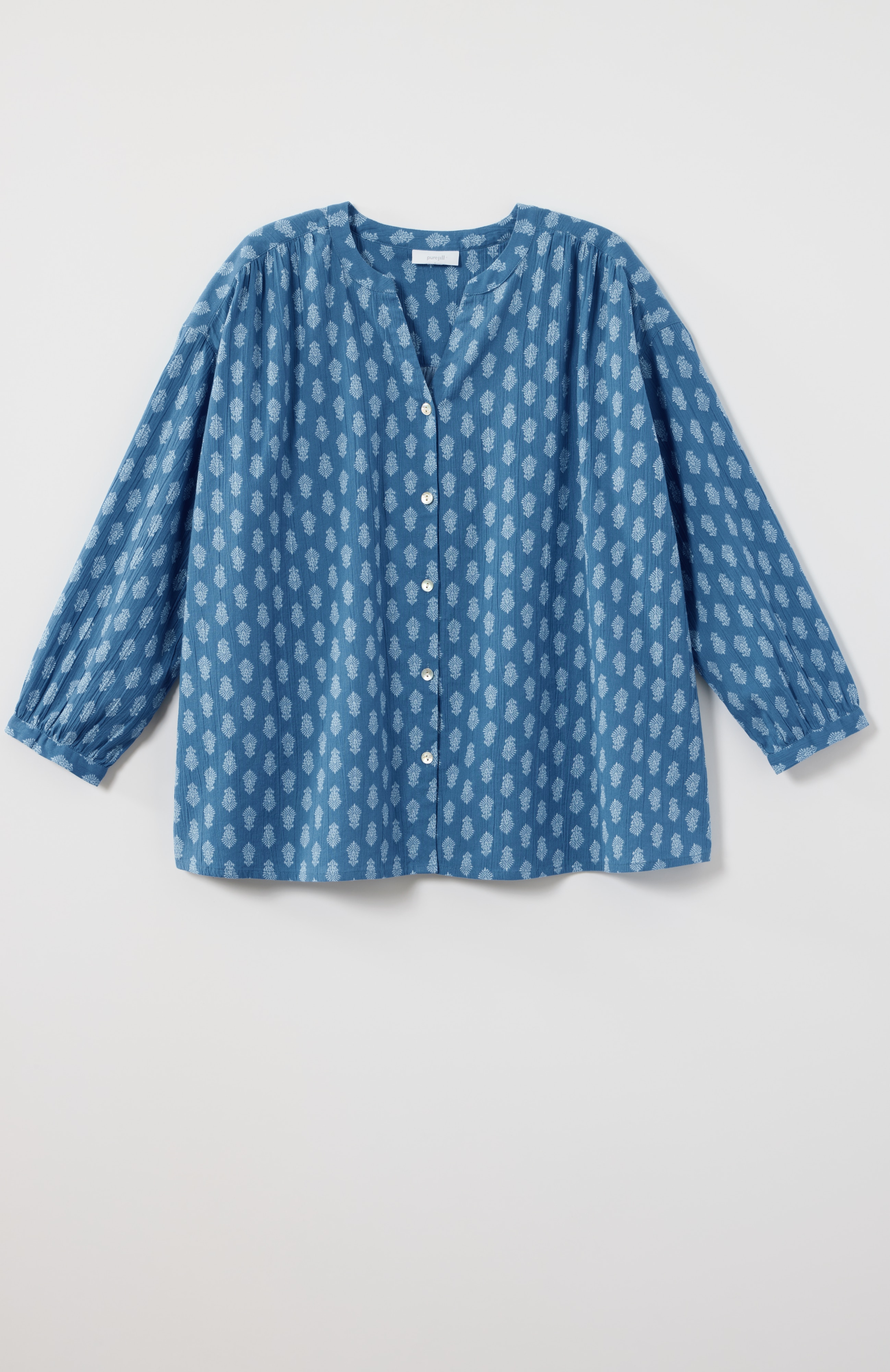pure jill crinkled button-front top