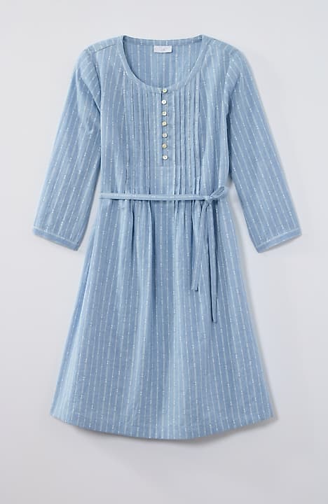 Women's Pure Jill Dobby Henley Dress (Blue Stone/Paper White) (Size: XS) | J.Jill Women's Pure Jill Dobby Henley Dress (Blue Stone/Paper White) (Size: XS) | J.Jill