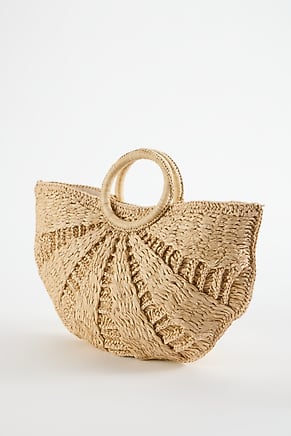 Image for Woven Straw Crescent Bag