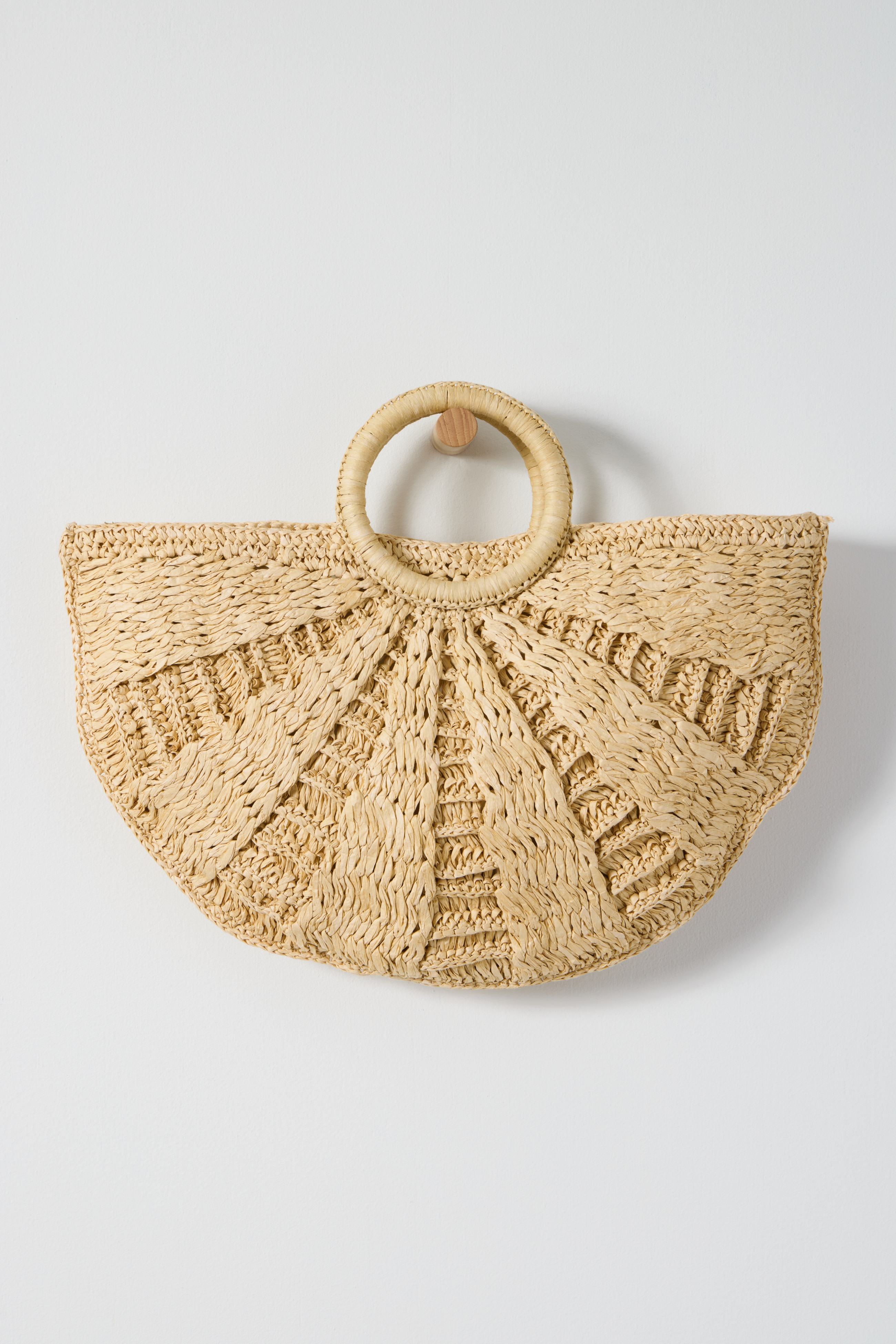 woven straw crescent bag