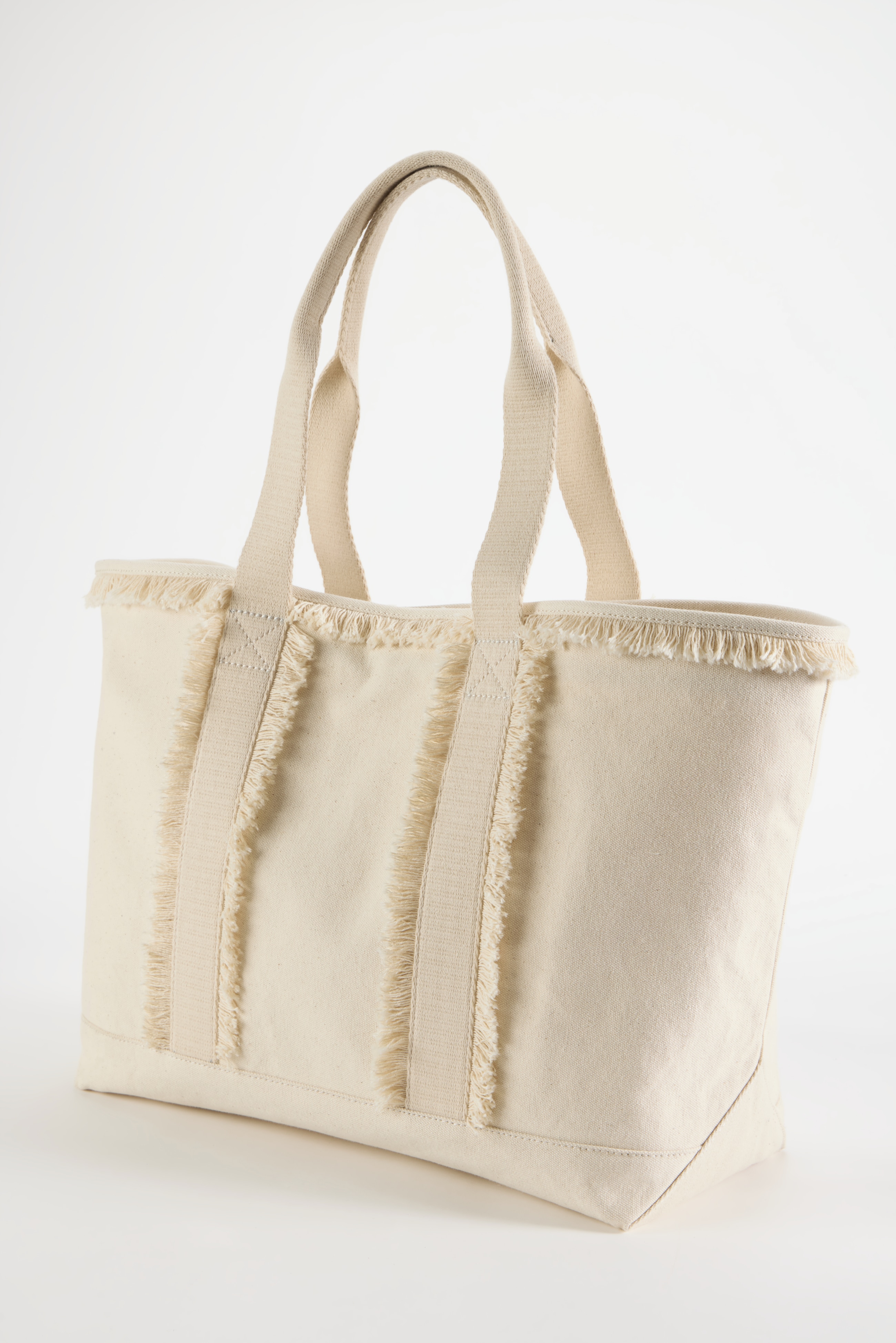 fringed canvas tote