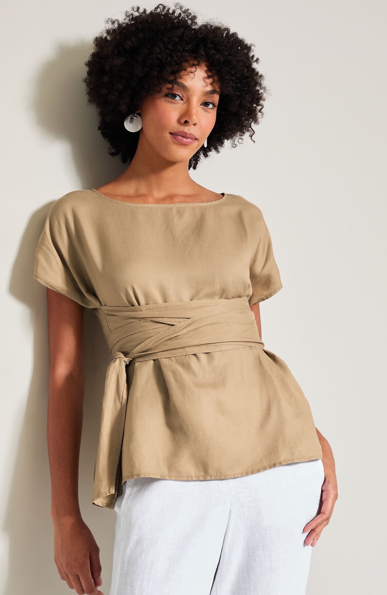 Women's Pure Jill Tie-Waist Top (Neutral) (Size: S) J. Jill