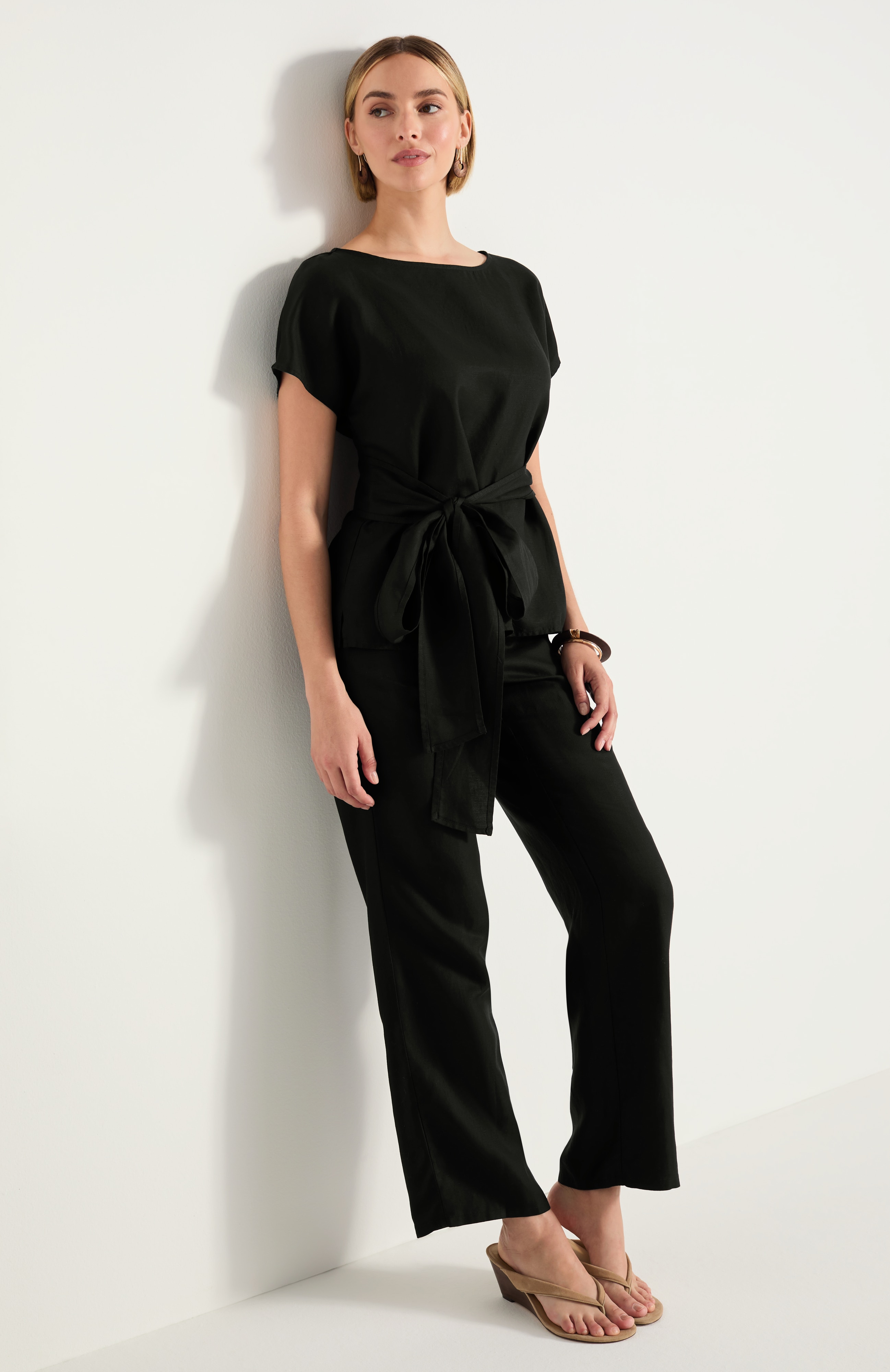 Pure Jill Soft Woven Tie-Waist Top