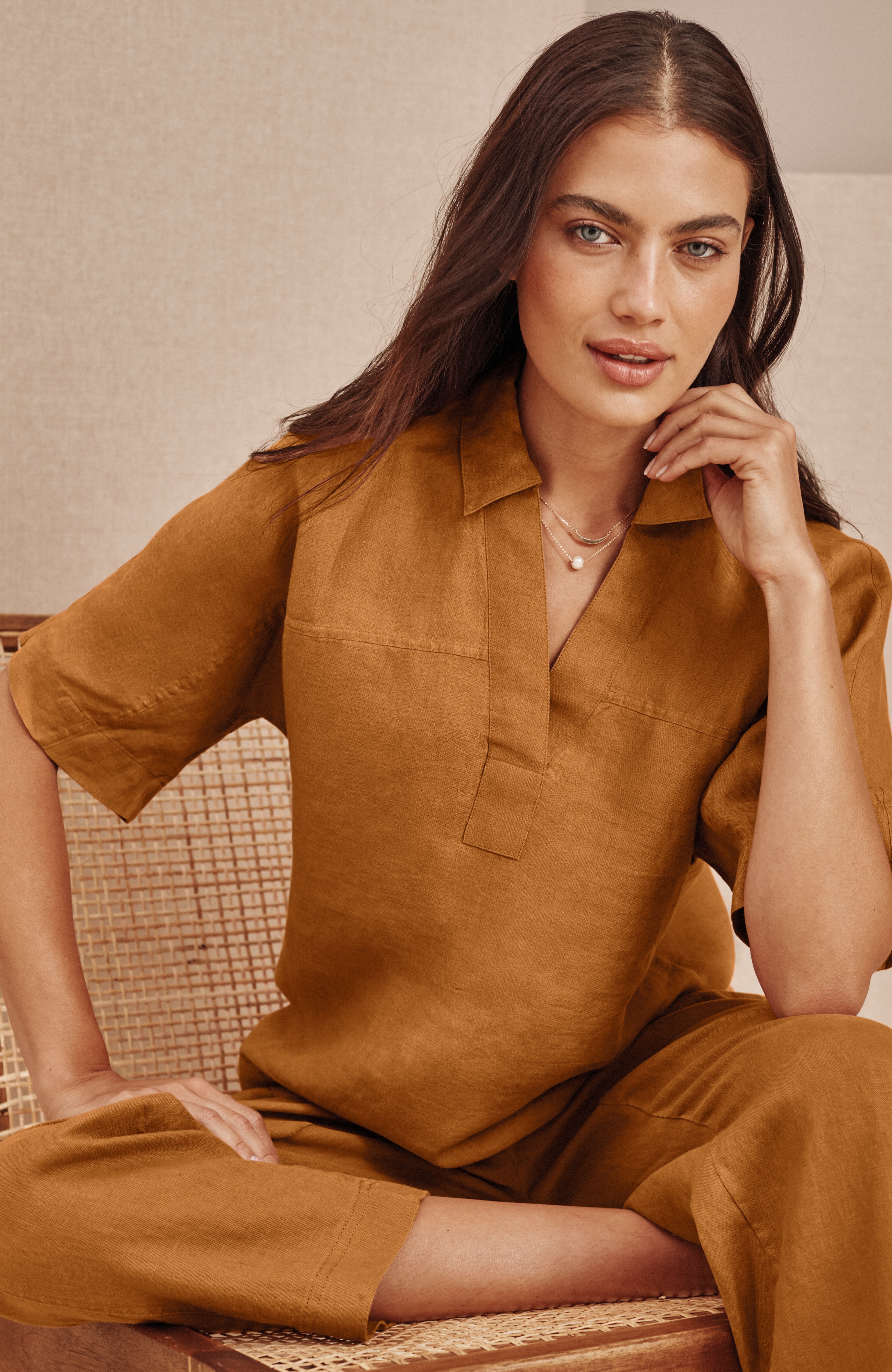 PJ LINEN COLLARED POPOVER | JJill