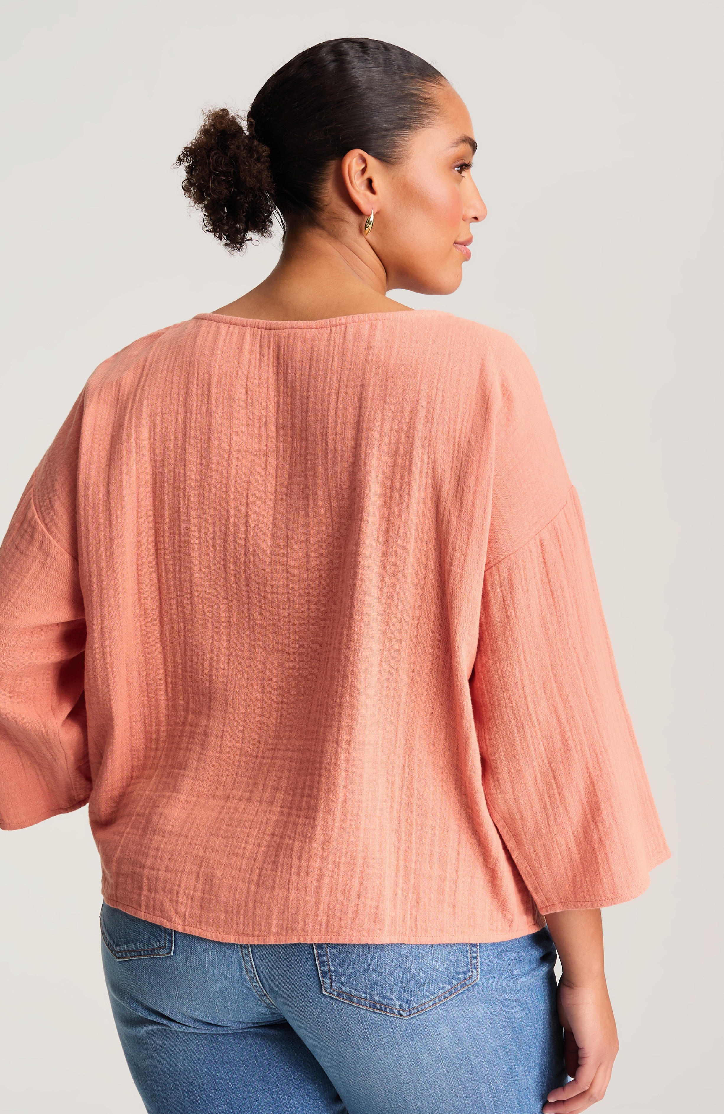 pure jill two-pocket gauze popover