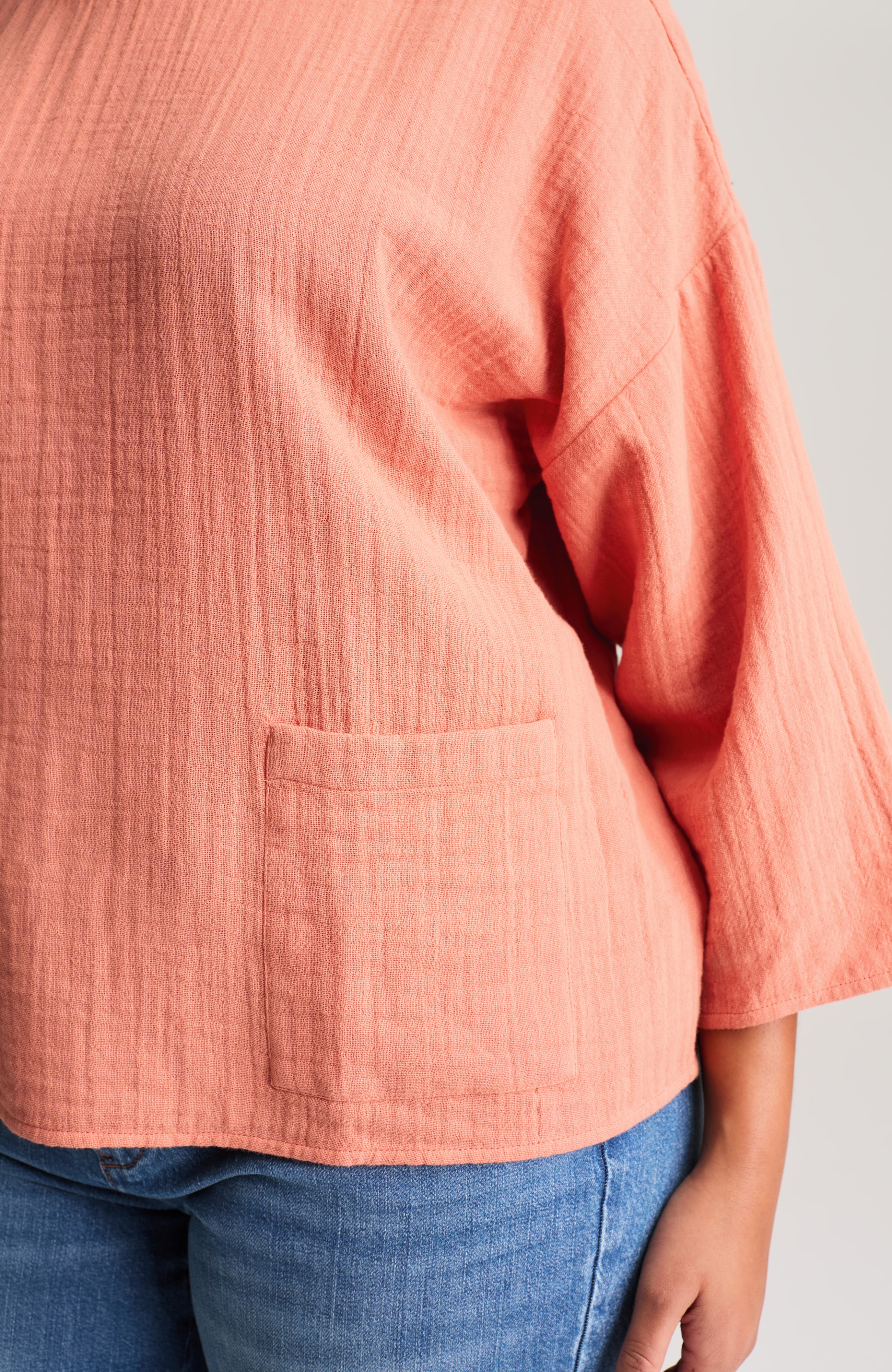 pure jill two-pocket gauze popover