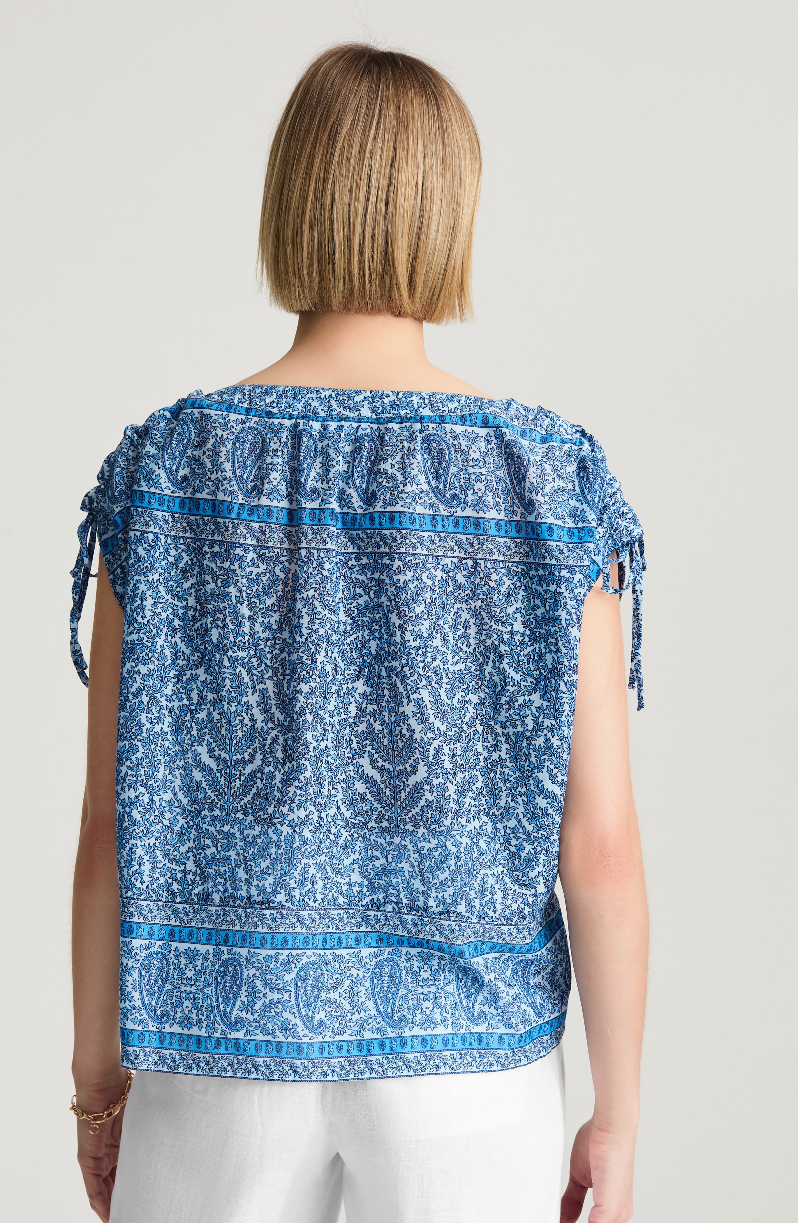 pure jill printed boat-neck top